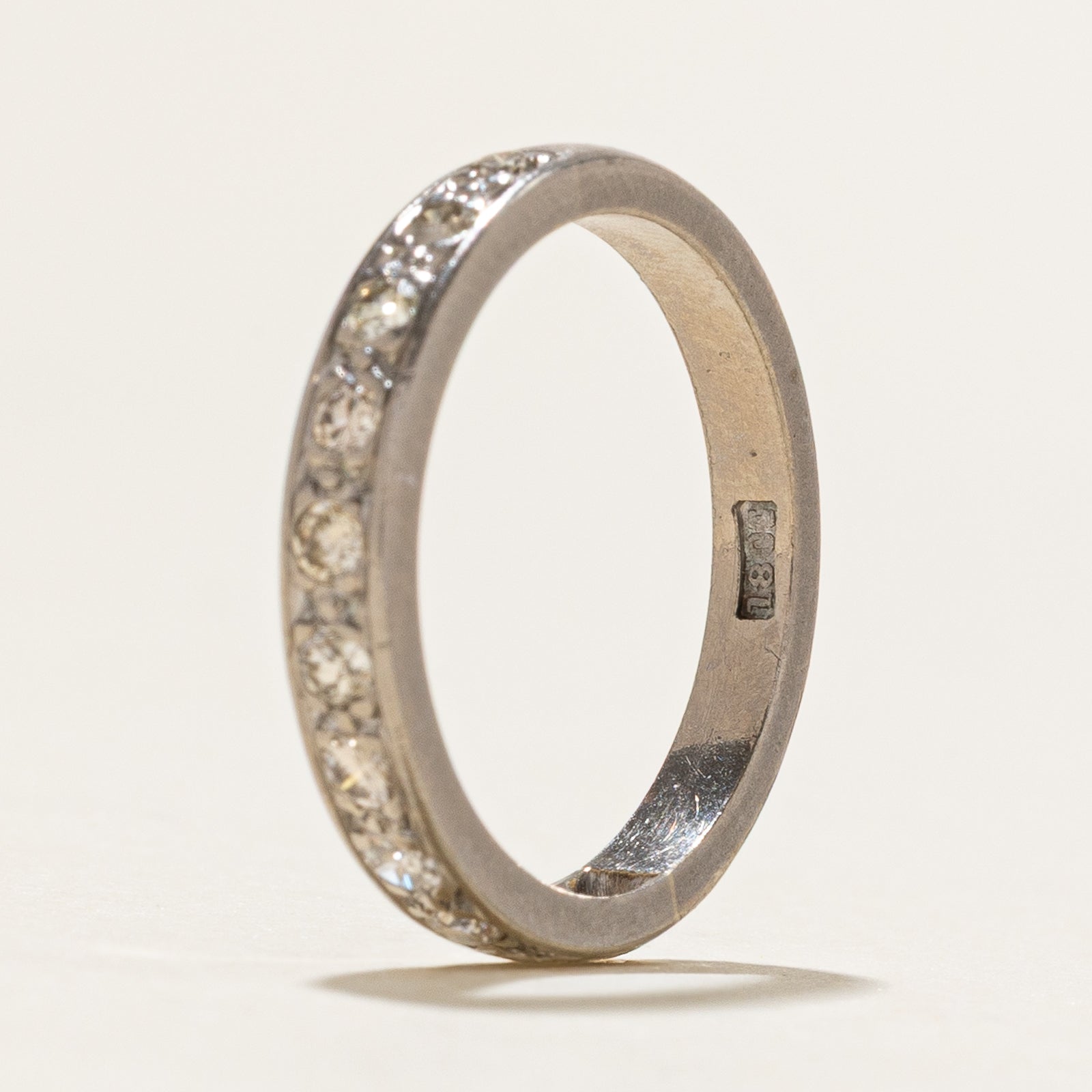 Semi Eternity Diamond Wedding Band Ring - 0.34 Carat Total Weight (CTW) - Size 6 - Perfect for Anniversary Gifts & Bridal Jewelry