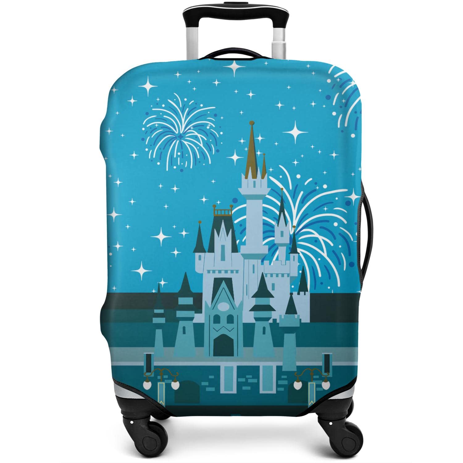 Waterproof Luggage Cover Protector for 22-24 Inch Suitcases - Durable Travel Baggage Protector with Castle Firework Design | Perfect for Air Travel, Vacation & Business Trips