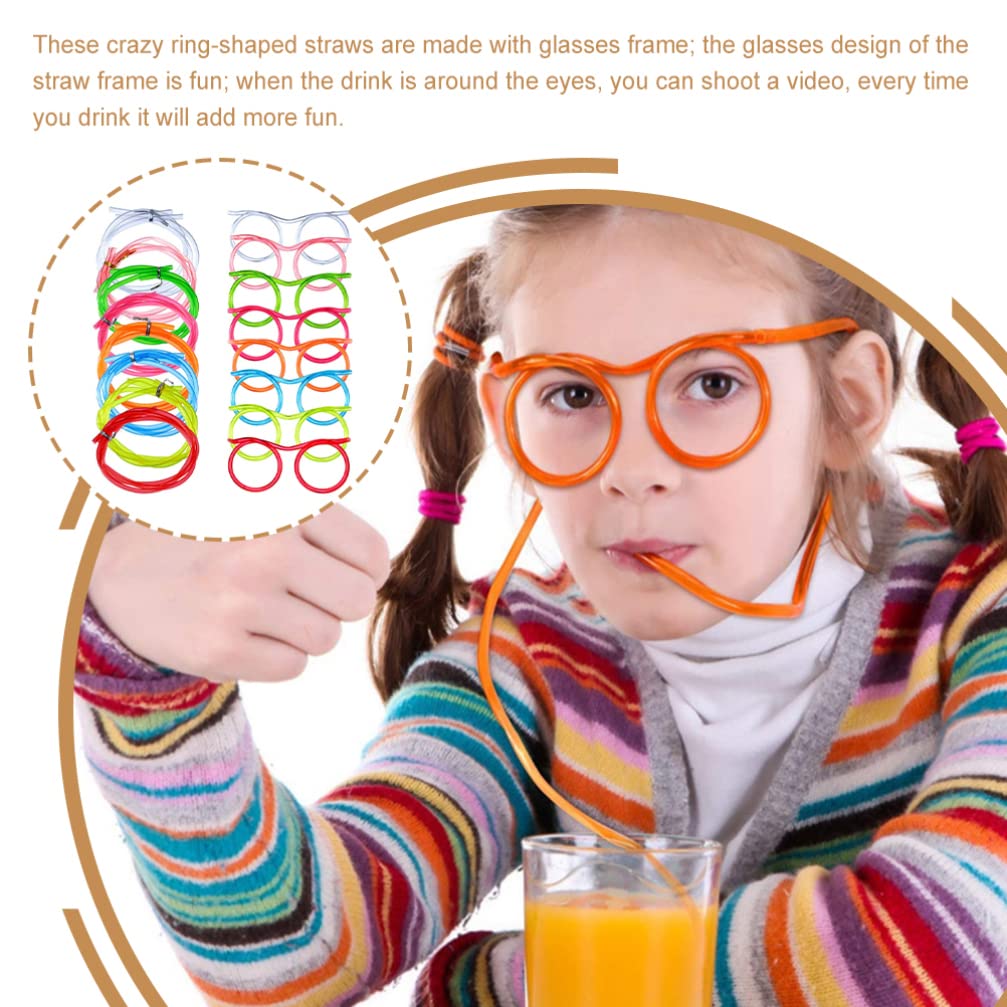 24pcs Fun Eyeglass Drinking Straws for Parties - Creative Plastic Straws with Glasses for Kids & Adults - Perfect for Birthday Celebrations, Themed Events & Fun Drinks
