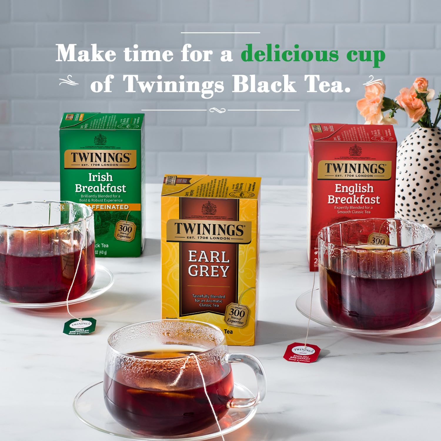 Twinings Irish Breakfast Decaf Tea Bags - Strong & Distinctive Black Decaffeinated Tea - 20 Count Individually Wrapped - Perfect for Morning Relaxation & Afternoon Tea Time
