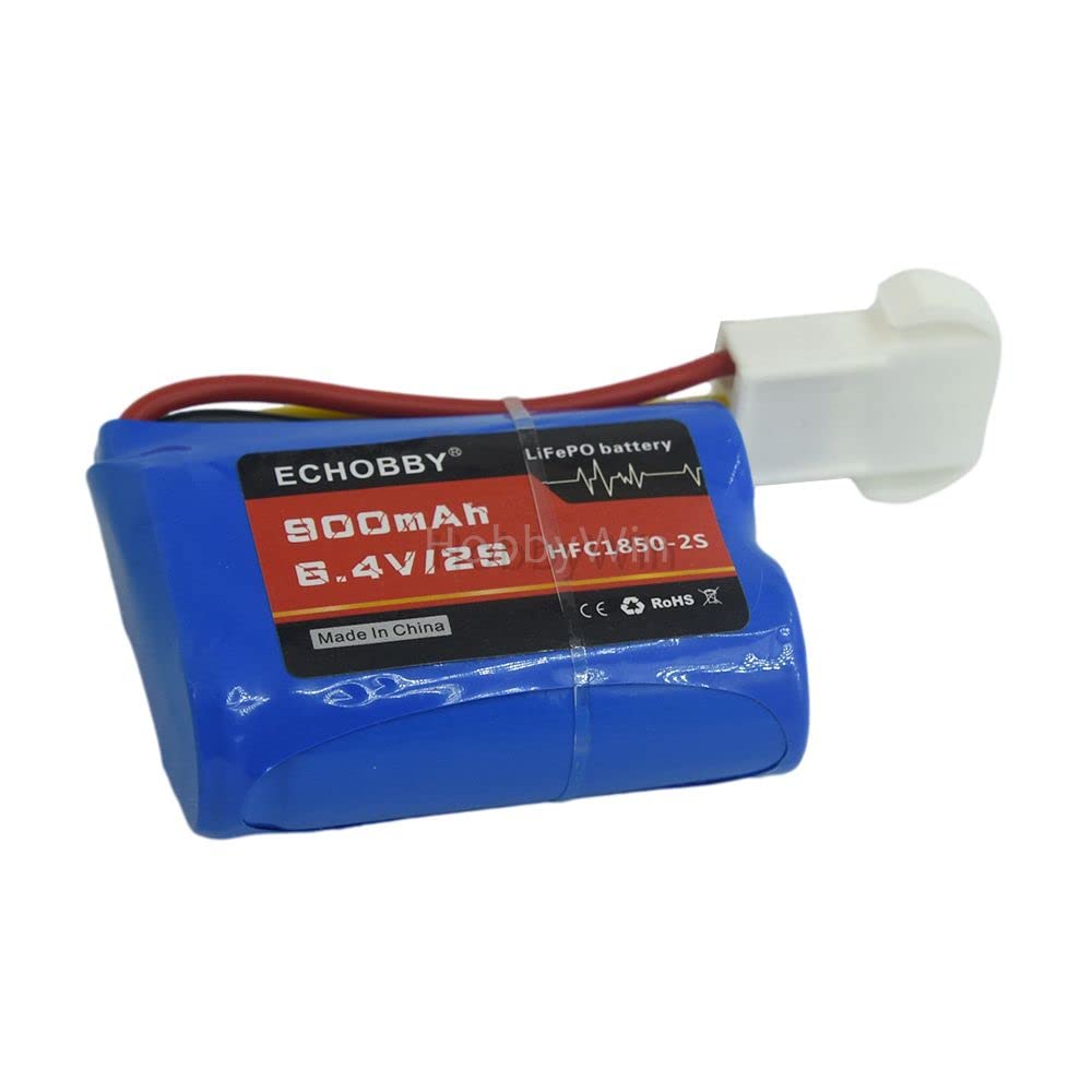 6.4V 2S 900mAh 18500 LiFePO4 Rechargeable Battery Pack with EL4.5-3P Female Plug for RC Cars, Racing Vehicles & Speed Boats - Perfect for High-Performance Remote Control Hobbies