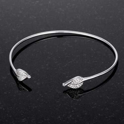 Trendy Rhodium Plated Bracelet with Sparkling Clear Cubic Zirconia Stones | Elegant Jewelry for Women | Perfect for Parties, Weddings & Special Occasions