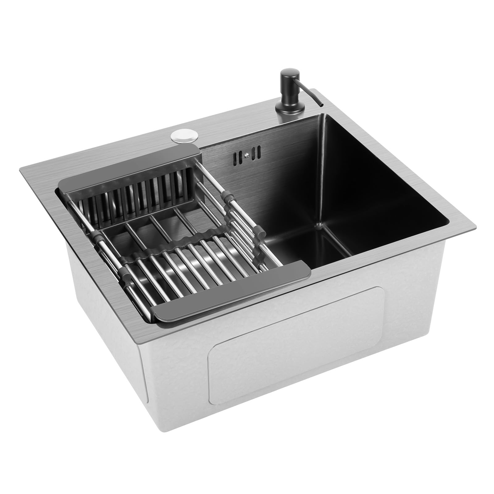 Black Stainless Steel Kitchen Sink 40 x 45 cm, Undermount Single Bowl with Soap Dispenser - Perfect for Modern Kitchens, Restaurants & Food Prep Areas