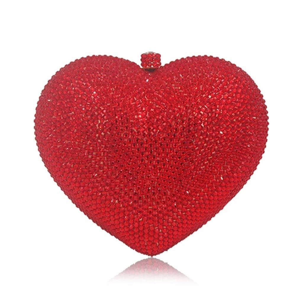 Red Heart Shape Crystal Rhinestone Evening Clutch Bag for Women - Elegant Party Purse & Wedding Handbag (One Size, Red) | Perfect for Date Nights, Prom, Bridal Showers & Special Occasions