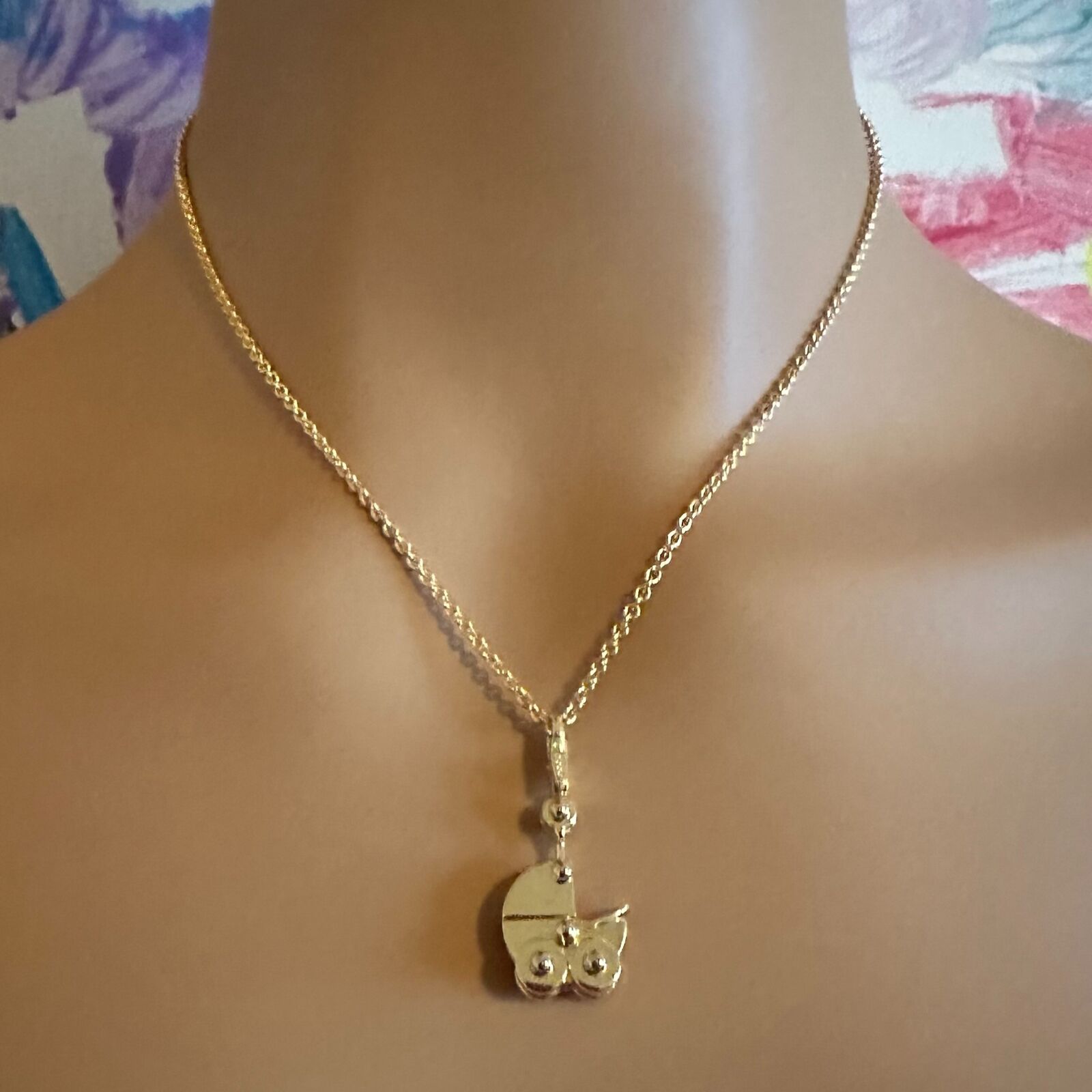 Authentic Cartier 18K Yellow Gold Baby Carriage Charm Pendant Necklace - Perfect Gift for Newborns, Baby Showers & First Birthdays | Elegant Jewelry for Moms & Grandmothers