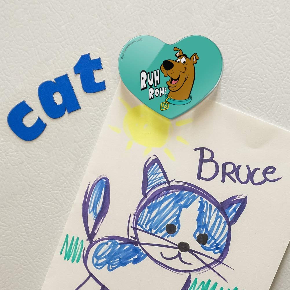 Scooby-Doo Ruh Roh Heart Shaped Acrylic Refrigerator Magnet - Fun Cartoon Fridge Decor for Kids Room, Office & Kitchen Organization