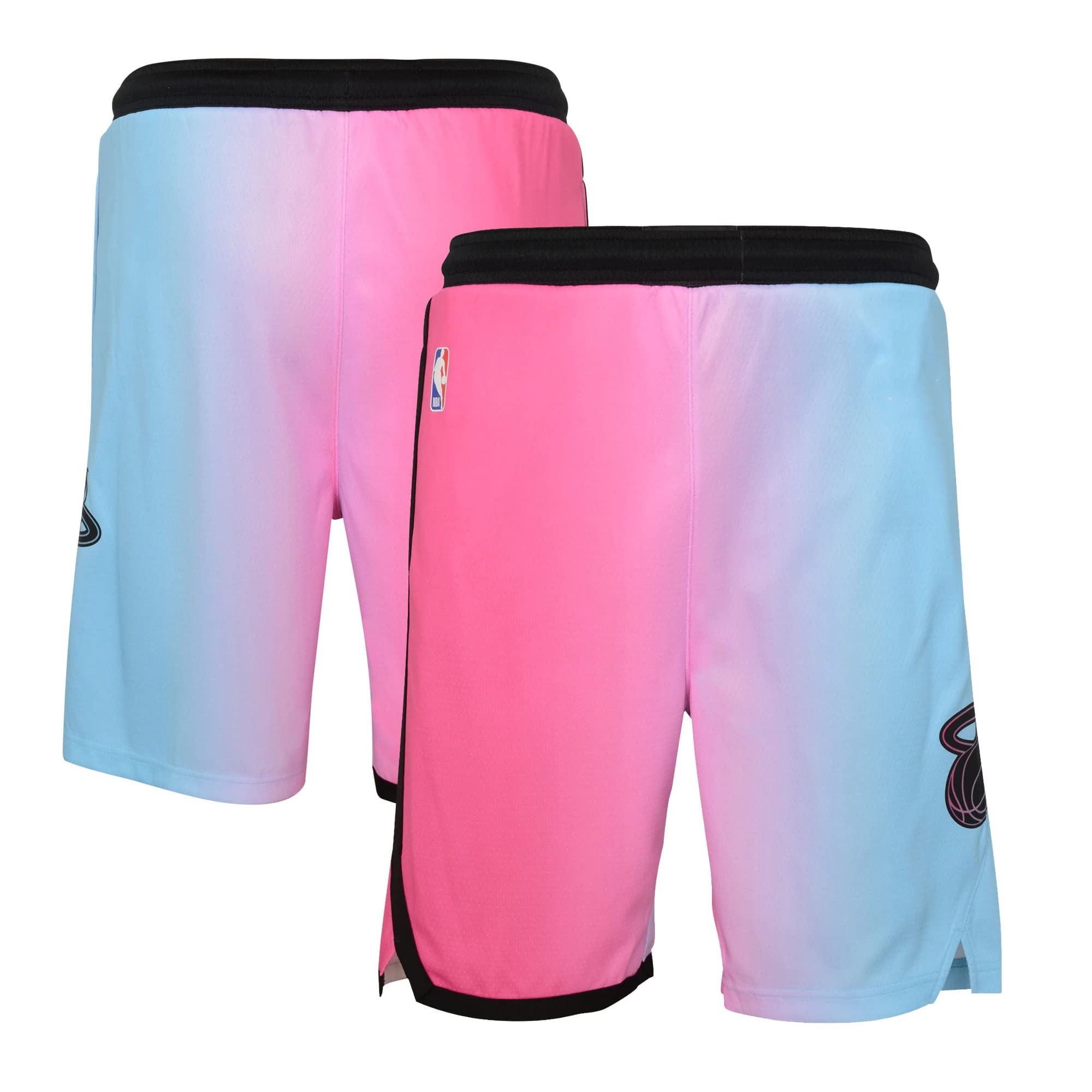 Outerstuff Miami Heat Blue Pink Kids 4-7 City Edition Performance Basketball Shorts - Perfect for Game Day, School, and Playtime