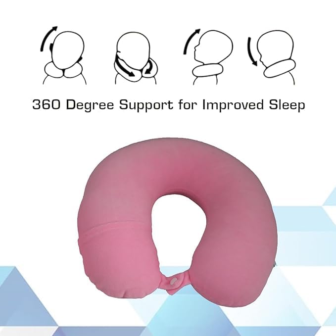 BREDA Round Neck Pillow - Ultra Soft Travel Pillow for Airplane, Car & Office - Cervical Support Pillow for Sleeping & Neck Pain Relief - Perfect for Long Flights, Road Trips & Work Breaks