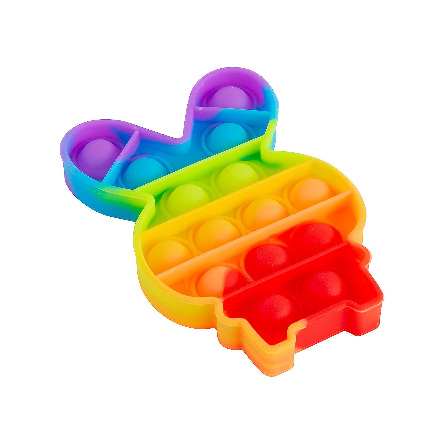 Fun Express Rainbow Bunny Lotsa Pops - 6 Piece Colorful Bunny Toy Set for Kids - Perfect for Easter Gifts, Birthday Parties & Sensory Play