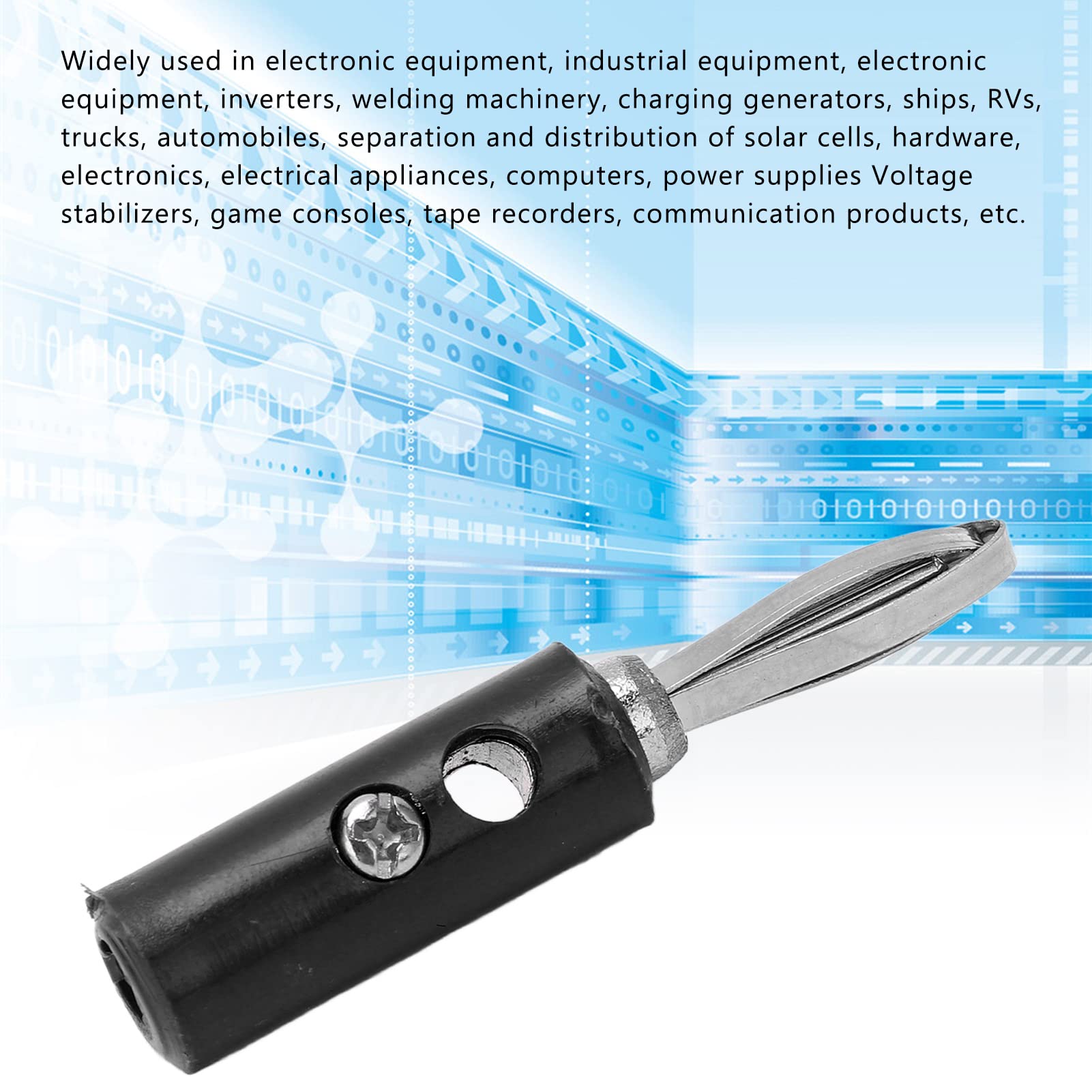 4mm Banana Plug Connectors - Corrosion Resistant Solderless Banana Plugs for Industrial & Electronic Equipment (Black) - Perfect for Test Leads, Speaker Wires & Power Connections