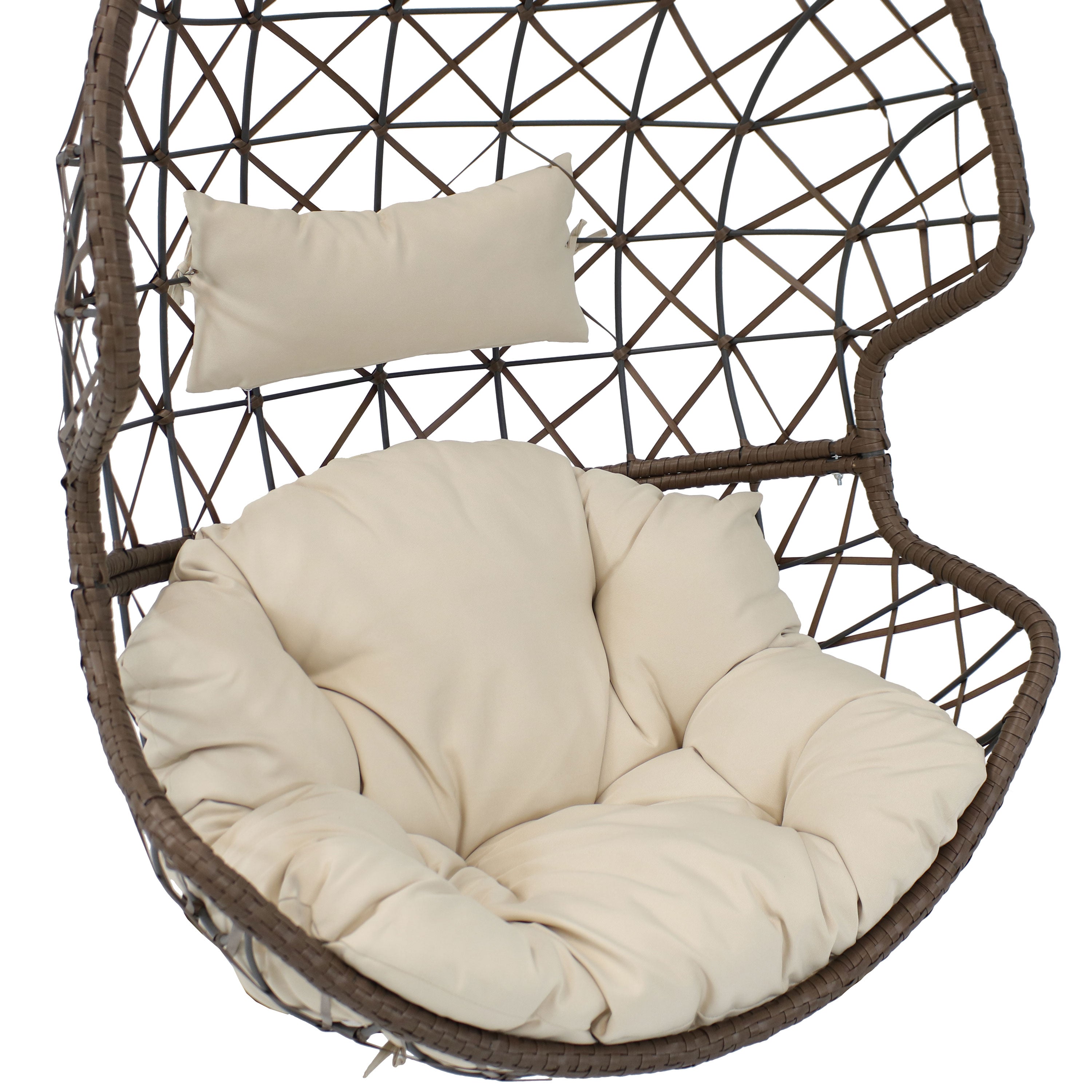 Sunnydaze Danielle Outdoor Hanging Egg Chair with Cushion - Patio Swing Chair for Garden, Porch & Backyard Relaxation