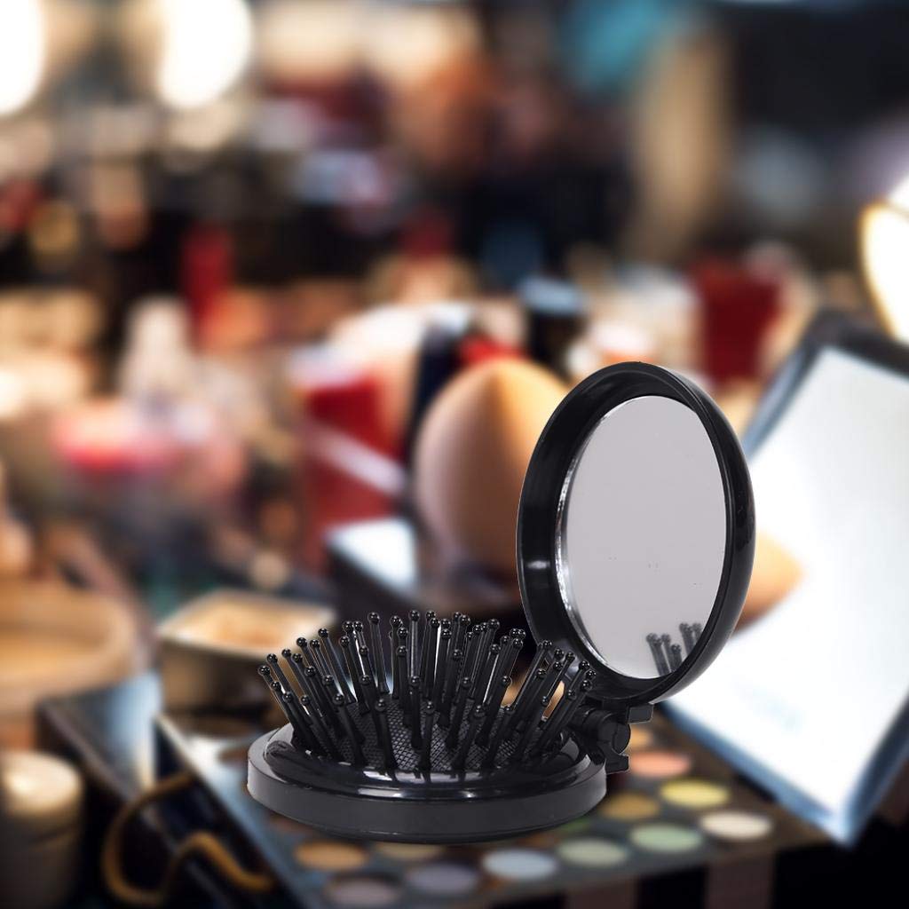 Folding Mini Pocket Hair Comb with Mirror - Travel & Gift Idea for Women