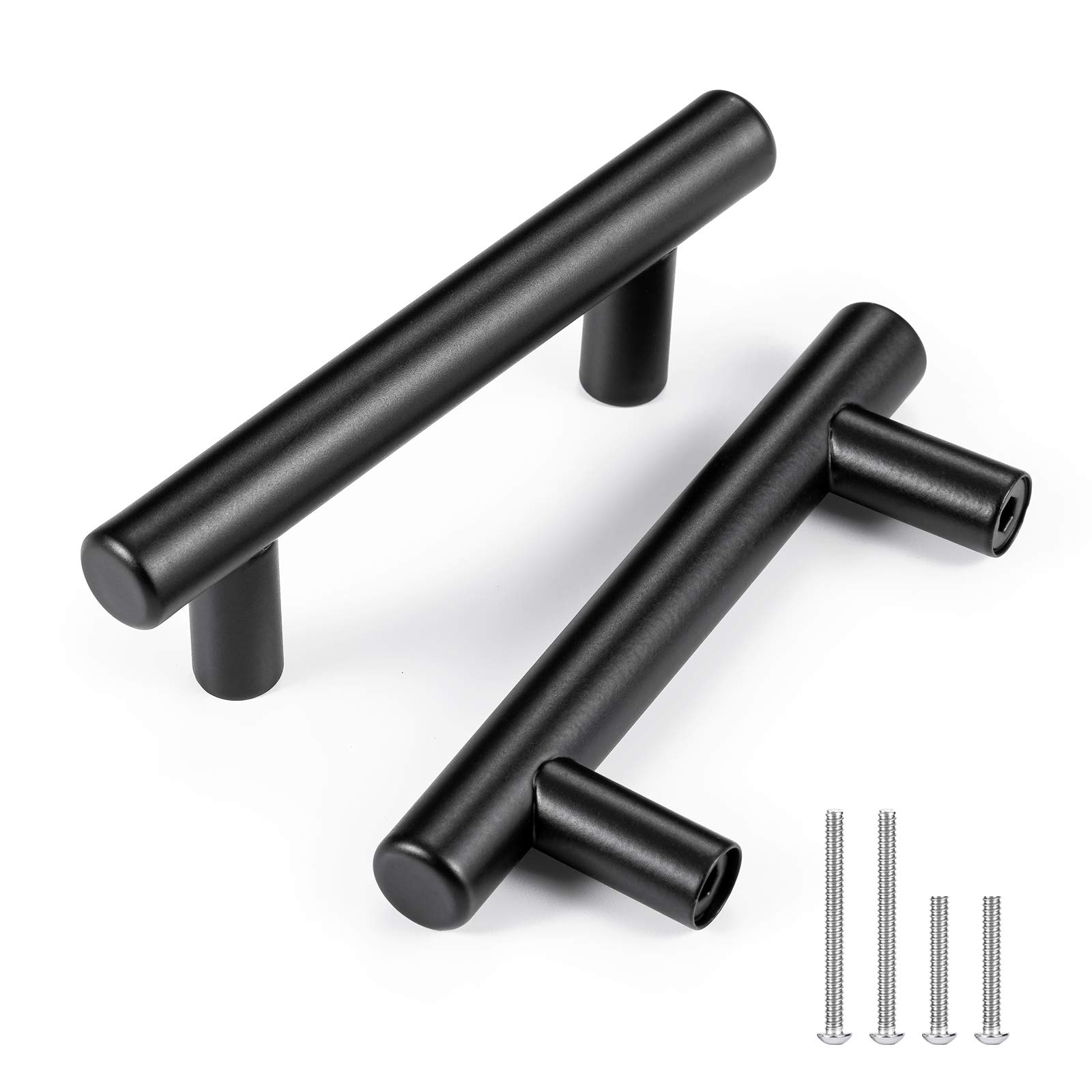 20 Pack 4 Inch Matte Black Stainless Steel Cabinet Pulls - 2.5
