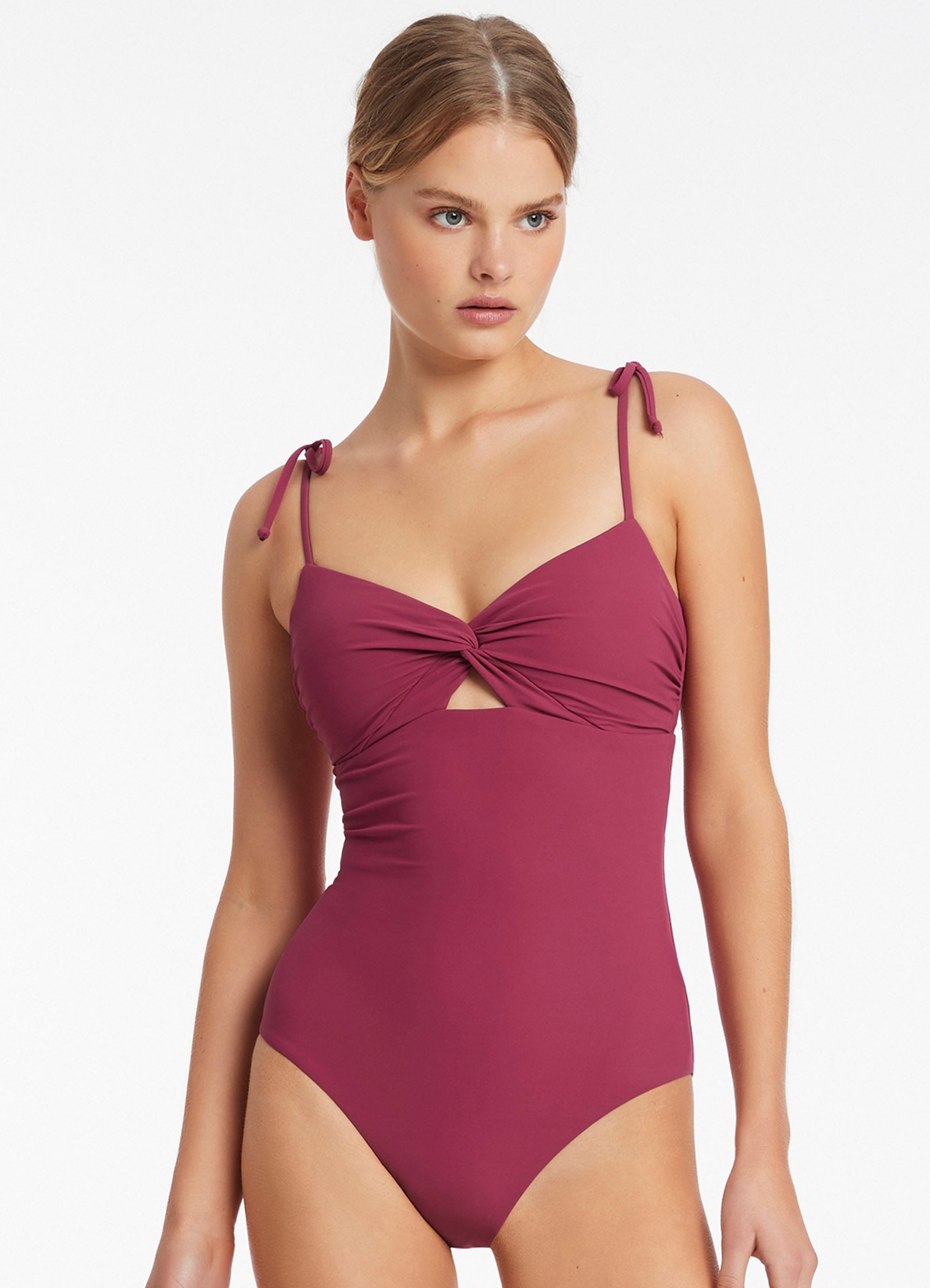 Jetset Twist Front One Piece Swimsuit - Floral Orchid Print for Women, Perfect for Beach Vacations and Pool Parties