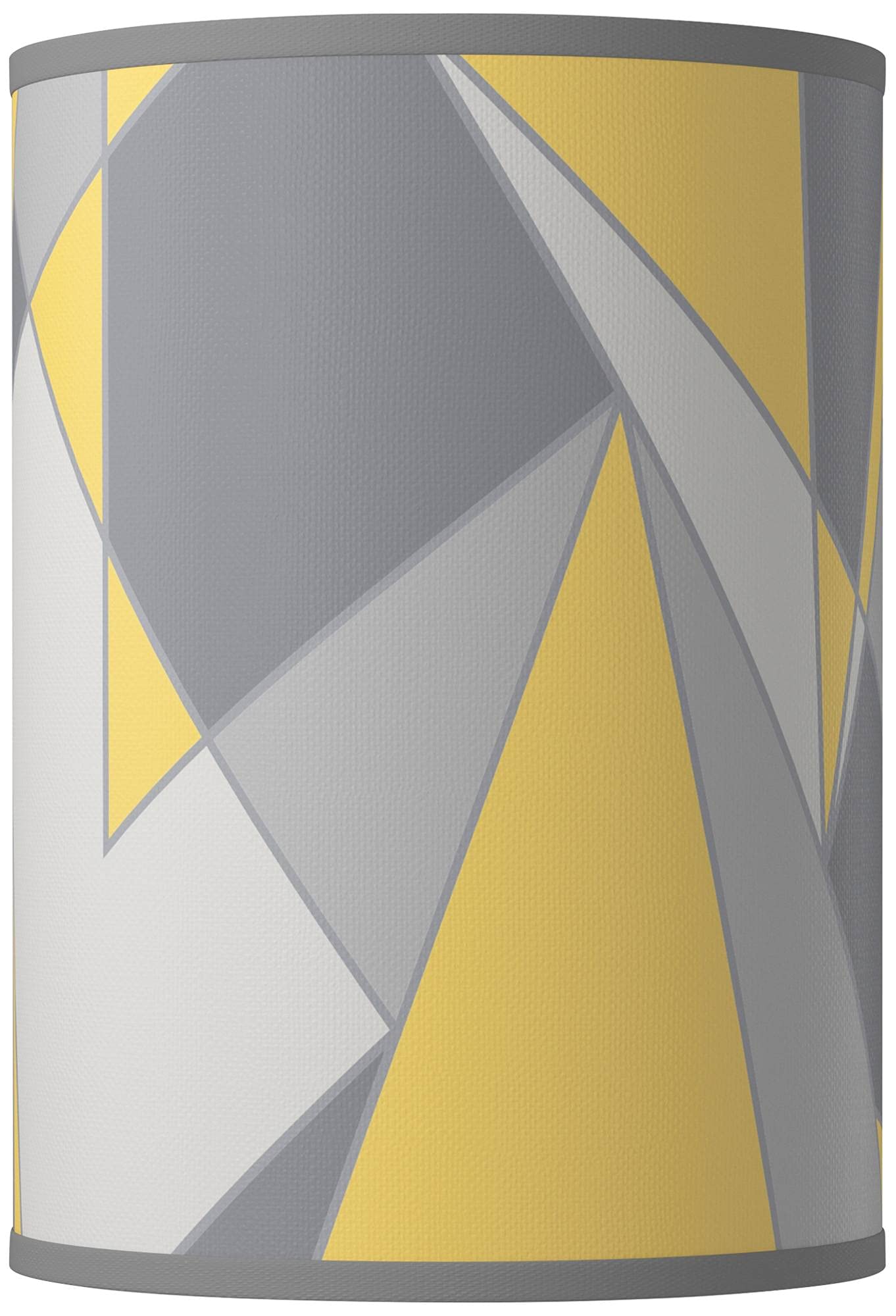 8x8x11 Inch Gray & Yellow Mosaic Cylinder Hardback Giclee Print Lamp Shade with Spider Fitter - Includes Replacement Harp & Finial - Perfect for Bedroom, Living Room & Office Lighting Decor