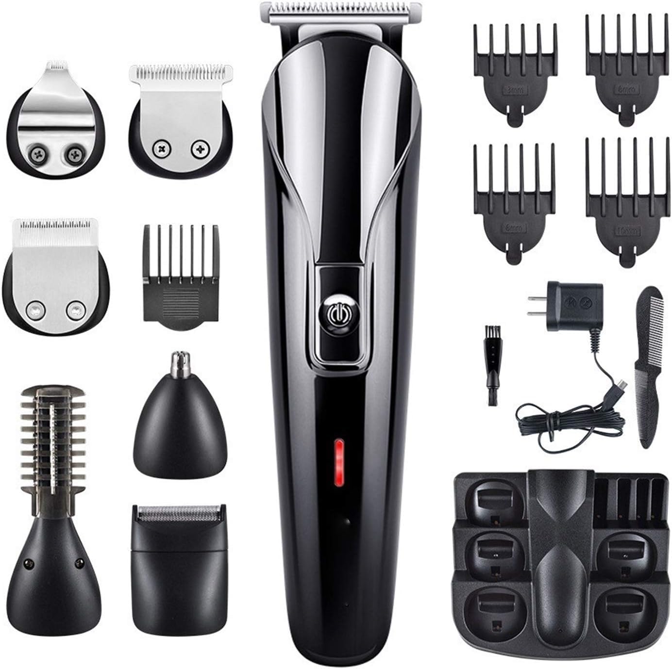 Professional 6-in-1 Rechargeable Electric Hair Clipper for Men - Multifunctional Beard, Nose & Ear Trimmer - Perfect for Home Grooming, Barber Shops & Travel Use