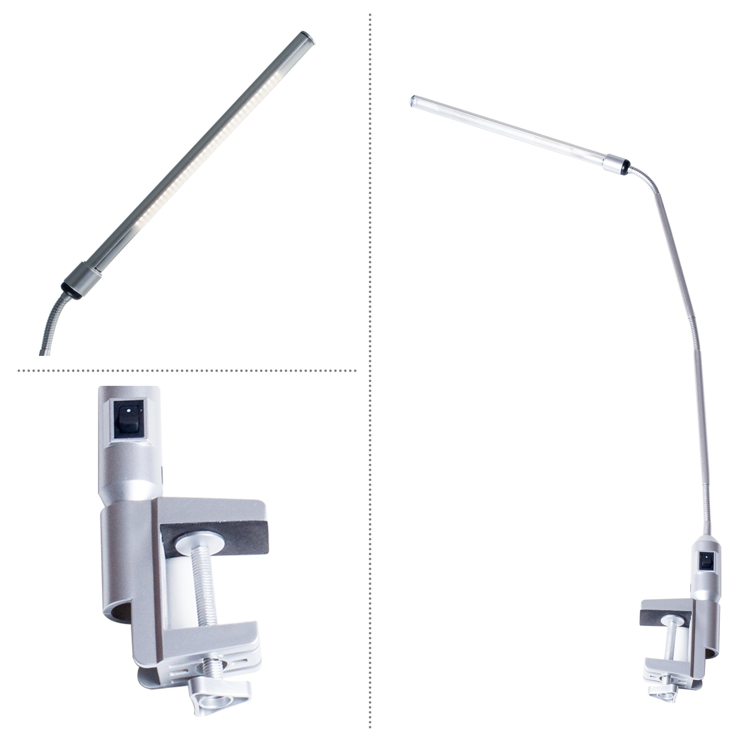 Modern LED Clamp Desk Lamp - Adjustable Clip-On Light for Home Office, Study, Dorm Room | Silver Contemporary Task Lighting by Lavish Home | Perfect for Reading, Working & Nightstand Use