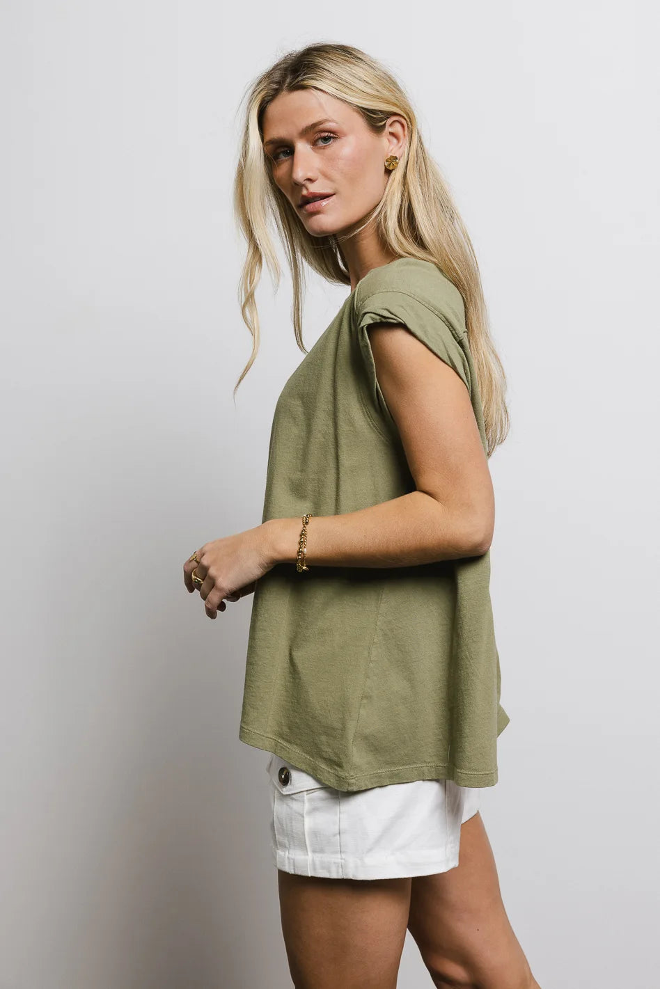 Aviana Women's Muscle Tee in Moss Green - Soft Stretch Workout Top for Yoga, Gym & Casual Wear - Final Sale