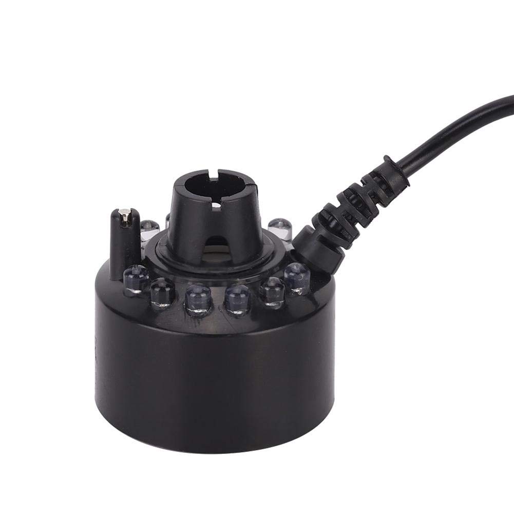 Eecoo Mini Ultrasonic Mist Maker for Aquarium - 12 LED Color Changing Atomizer, Water Fountain & Pond Fogger for Indoor/Outdoor Use (Black) | Perfect for Home Decor, Yoga Relaxation & Garden Landscaping