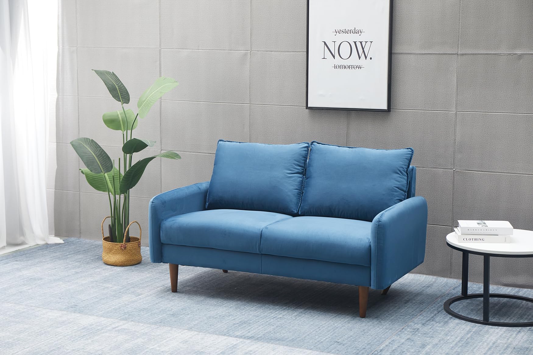 Prussian Blue Aurora Velvet Loveseat Sofa for Living Room - Luxurious Small Couch for Cozy Home Decor & Relaxation