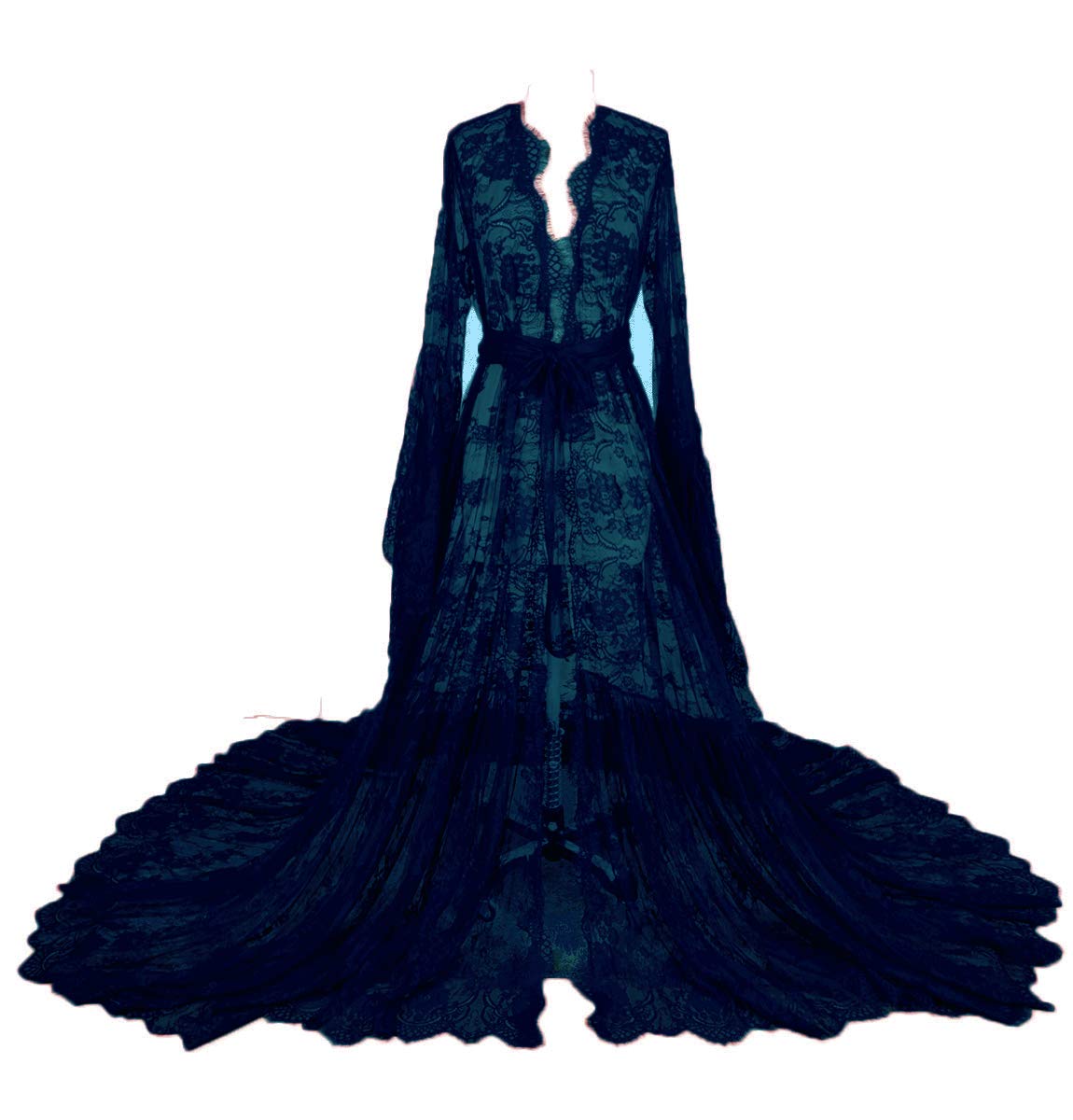 Elegant Women's Long Wedding Scarf Illusion Nightgown - Sheer Lingerie Robe & Puffy Dress for Bridal Boudoir, Honeymoon & Romantic Occasions