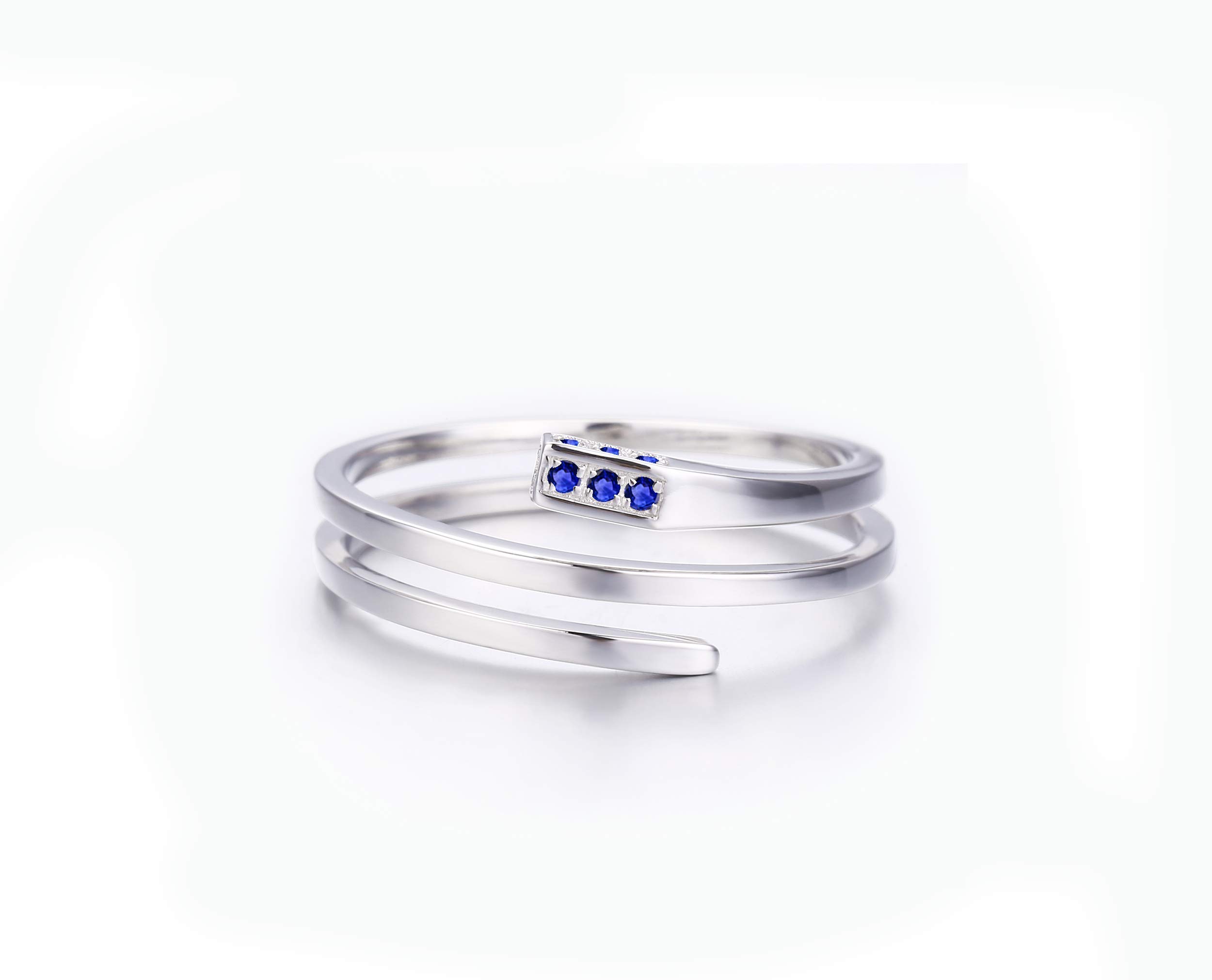 14K White Gold Rectangle Sapphire Engagement Ring - Minimalist Wedding Band, Handmade September Birthstone Promise Ring for Women | Perfect for Proposals, Anniversaries & Everyday Elegance