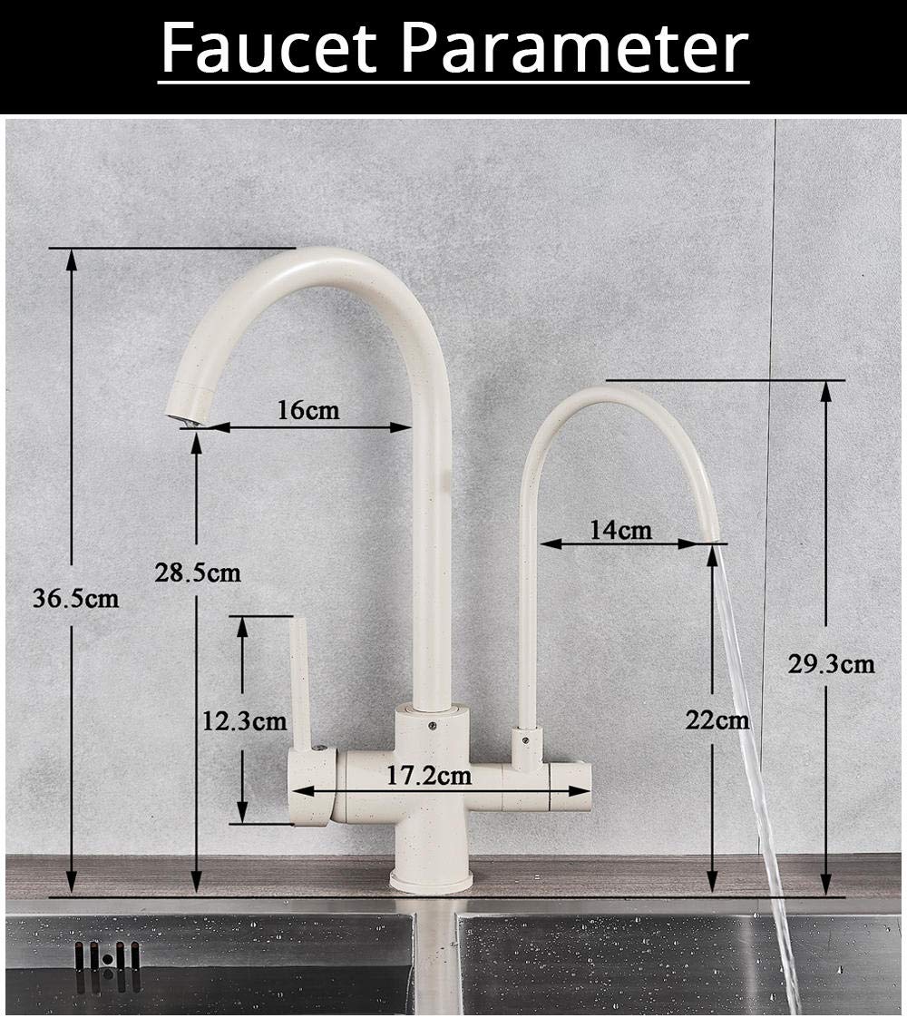 Purify Kitchen Mixer Tap - Deck Mounted Dual Handle Water Filtration Faucet with 2-Way Swivel Spout for Clean Drinking Water | Perfect for Modern Kitchens & Food Preparation Areas