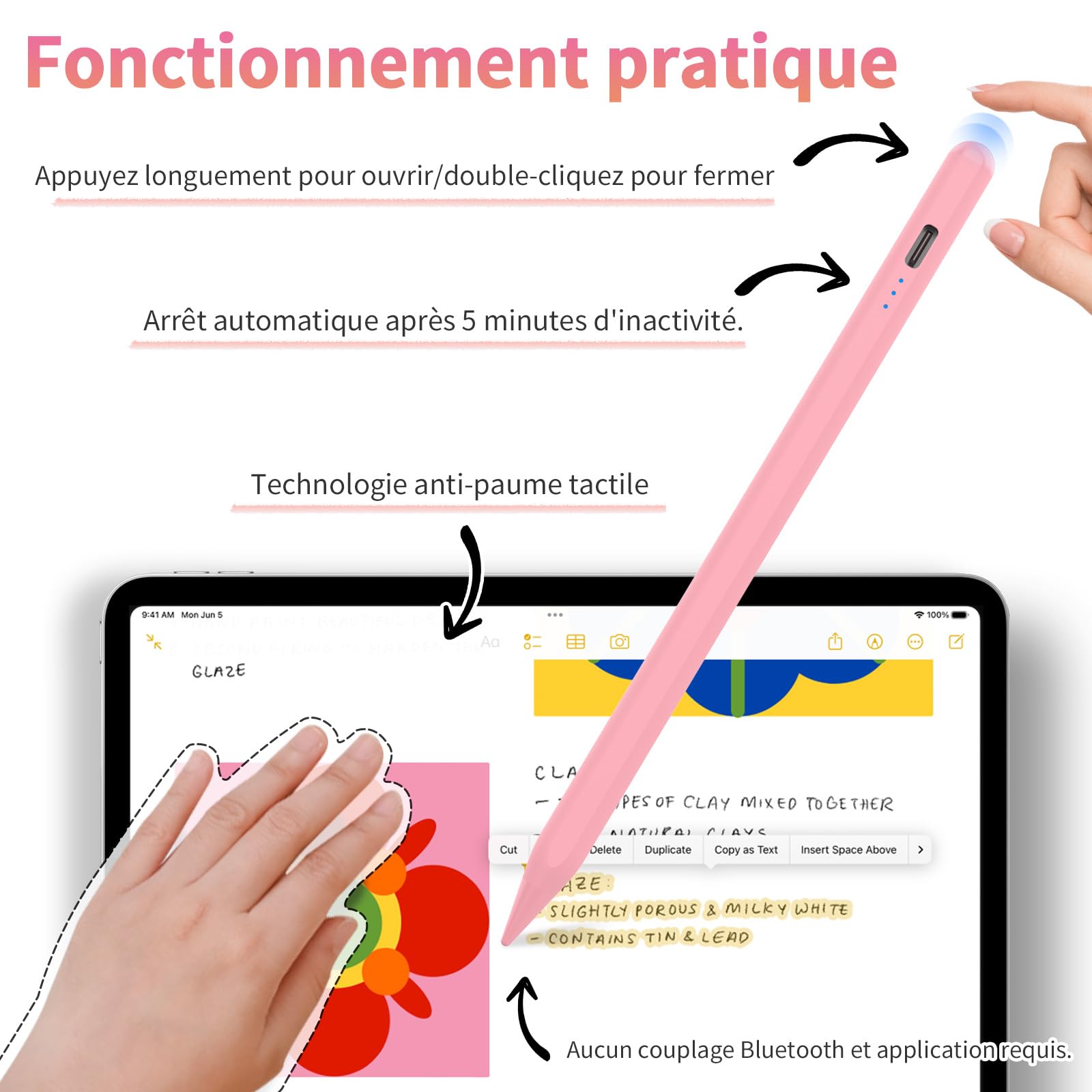 Premium iPad Stylus Pen - Fast Charging & Magnetic Apple Pencil Alternative for iPad Pro 11/12.9, iPad Air 5/4/3, iPad Mini 6/5, iPad 10/9/8/7/6 (2018-2024 Models) - Pink Digital Drawing & Note Taking Pen for Artists, Students & Professionals