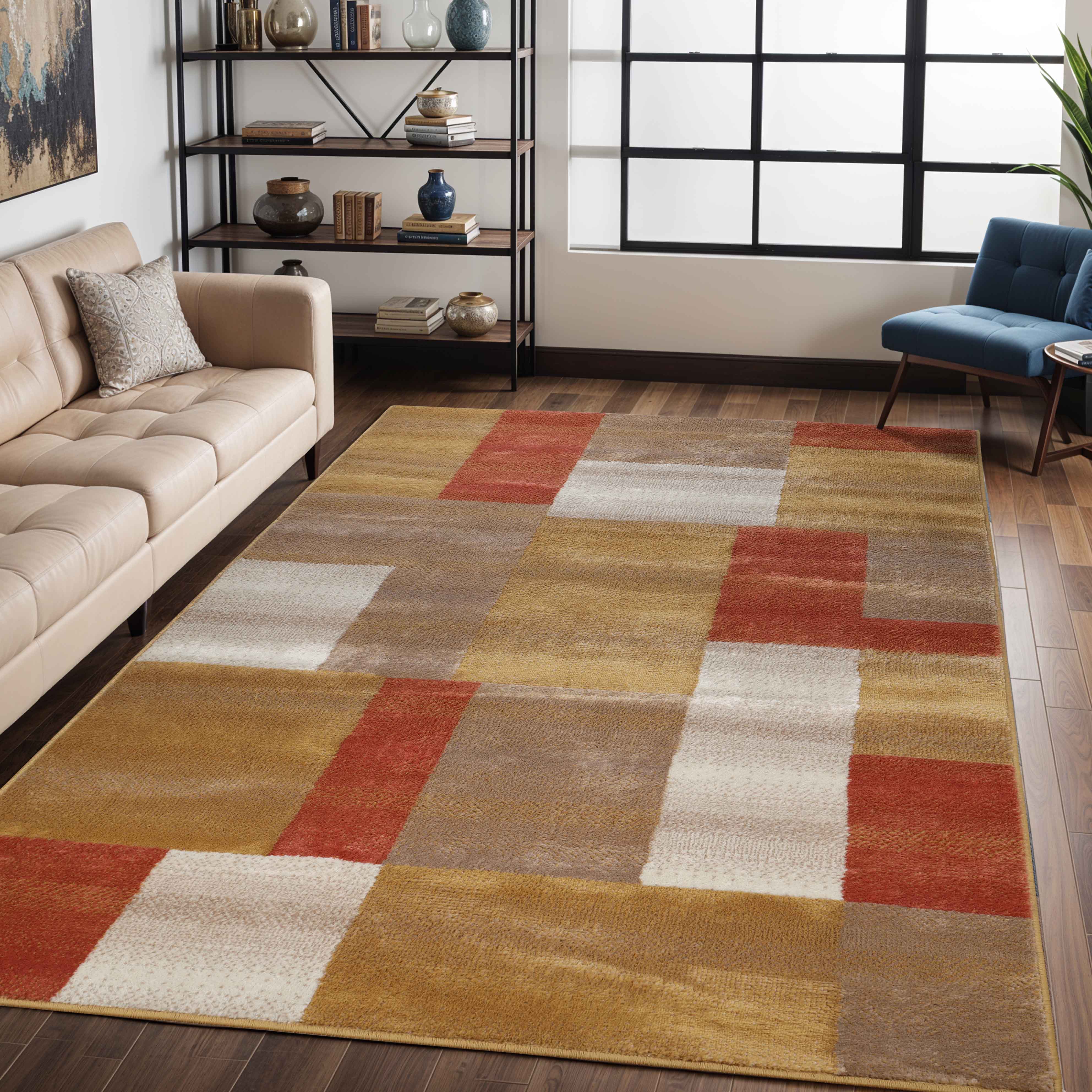 Clifton Modern Geometric Patchwork Area Rug or Runner Rug - Stylish Home Decor for Living Room, Bedroom & Office - Soft & Durable Floor Covering