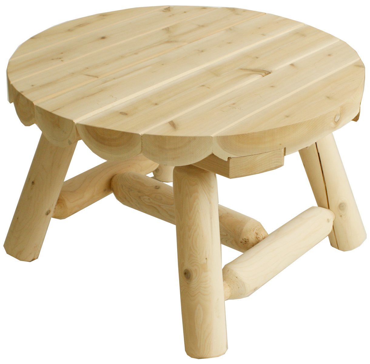1100009 Solid Wood Log Round Coffee Table - Rustic Natural Style for Living Room, Cabin, or Outdoor Patio Furniture