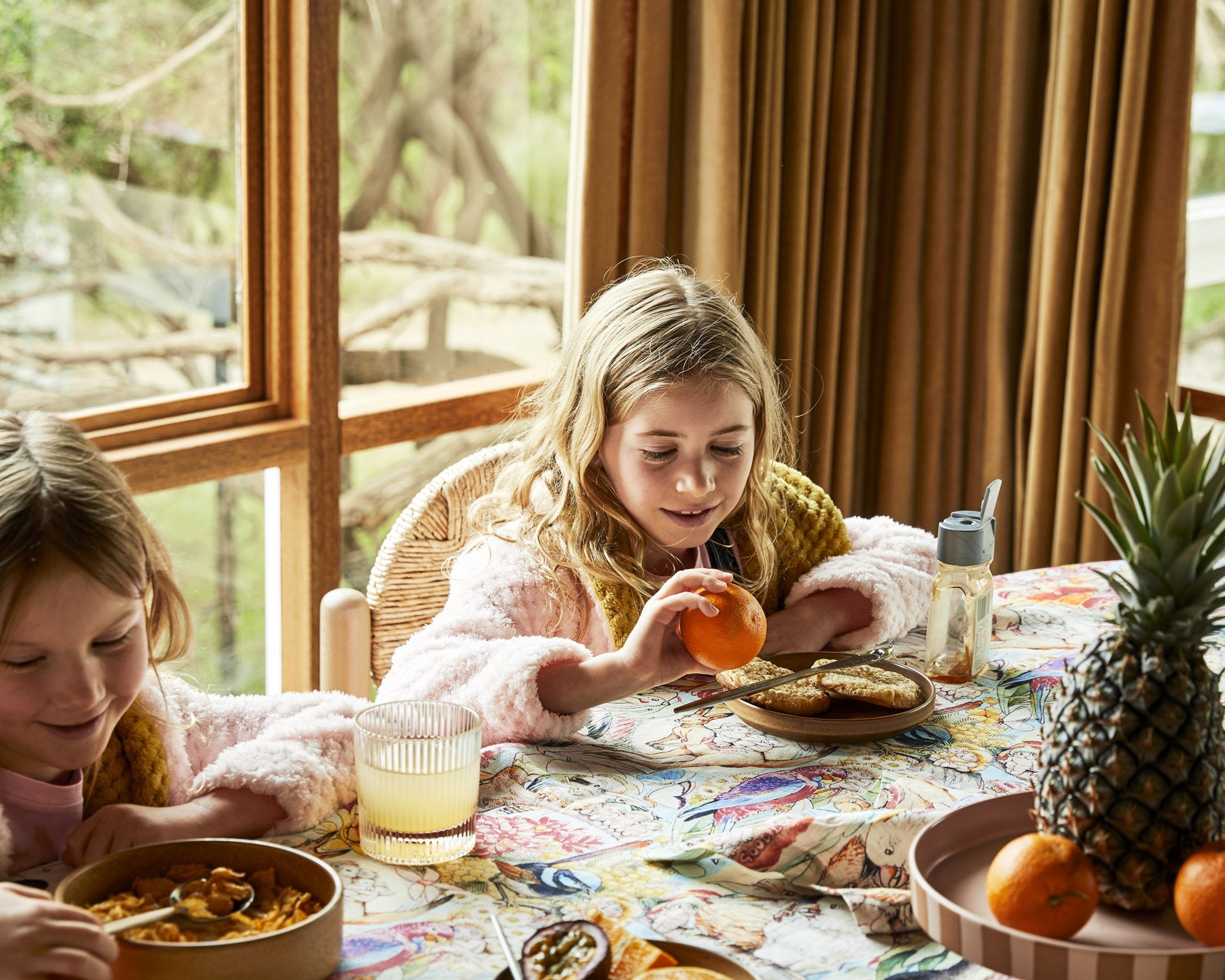 Kip&Co x May Gibbs Bush Friends Linen Tablecloth - Premium Cotton Linen Blend Table Cover for Dining, Picnic, and Outdoor Events - Water-Resistant & Stylish Home Decor
