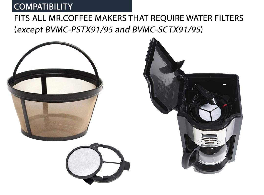 Premium Replacement Charcoal Water Filter Discs 12-Pack for Mr. Coffee Machines | Compatible Reusable Basket Coffee Filter | Cleaner Tasting Coffee for Home & Office Use