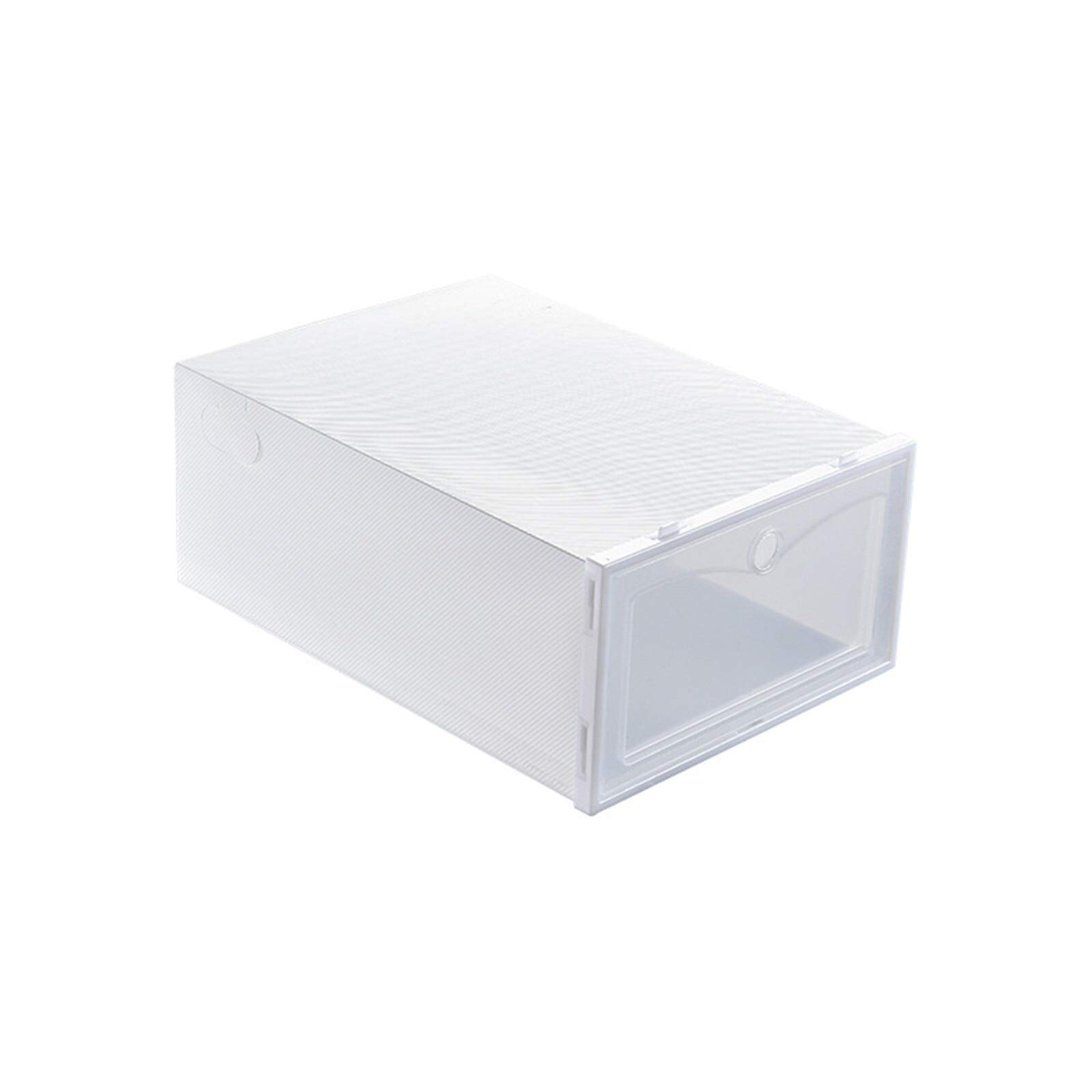 **Foldable Clear Shoe Storage Box - Stackable Plastic Shoe Organizer with Thickened Transparent Drawer | AVEO Shoe Rack Cabinet for Closet, Entryway & Dorm Organization (White)**