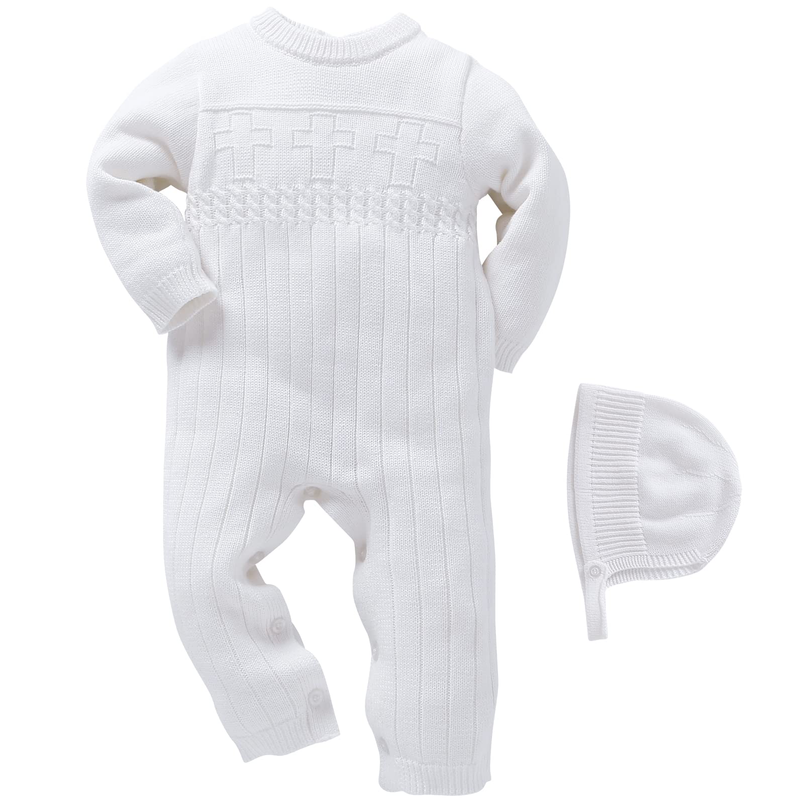 Booulfi Baby Boy's Christening Baptism Outfit Suit with Hat & Cross Detail - Perfect for Christening, Baptism, First Communion & Special Occasions