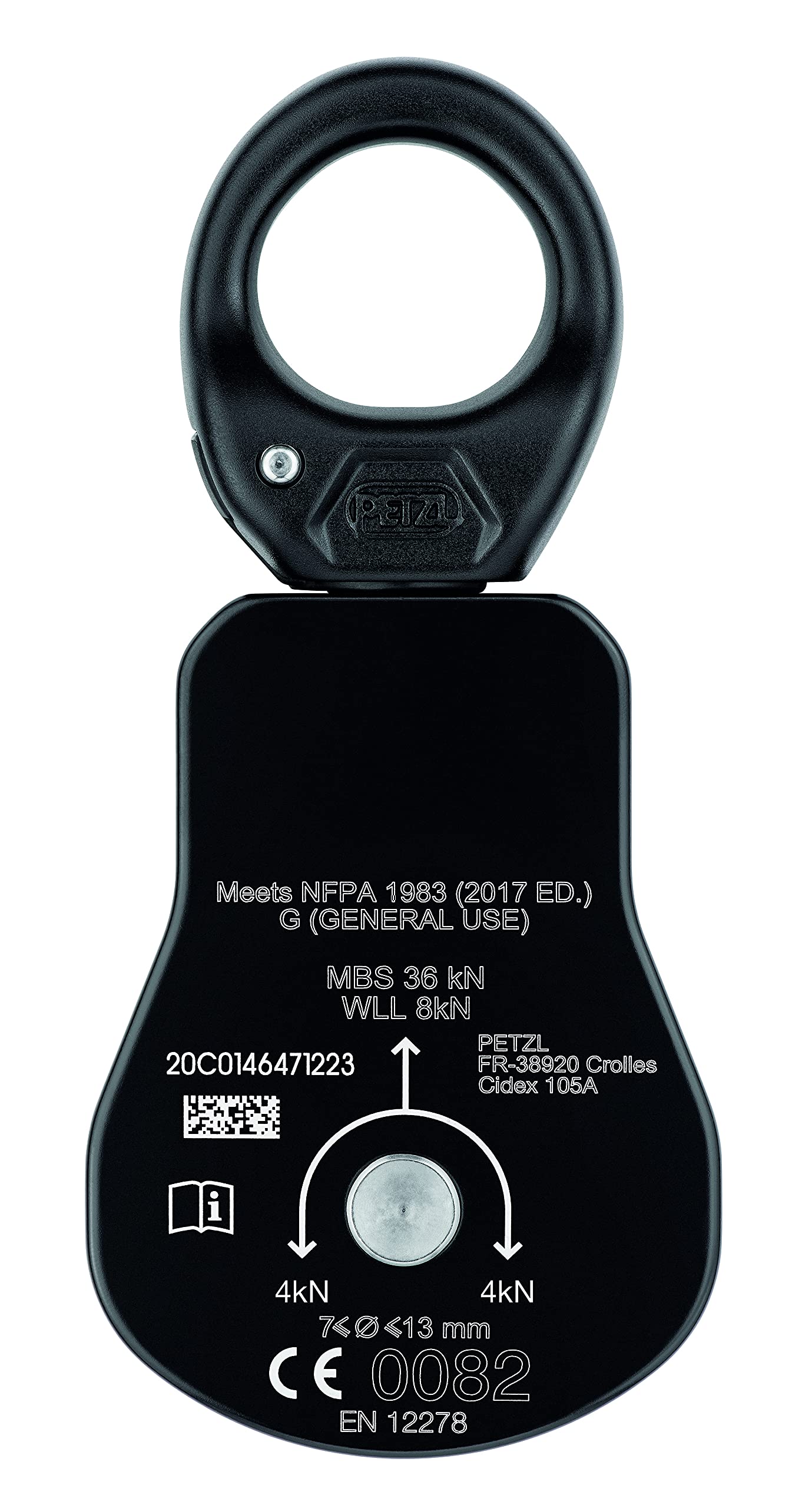 PETZL Spin L1 Simple Pulley - High Efficiency Unisex Climbing Gear for Rock Climbing, Rescue Operations & Outdoor Adventures