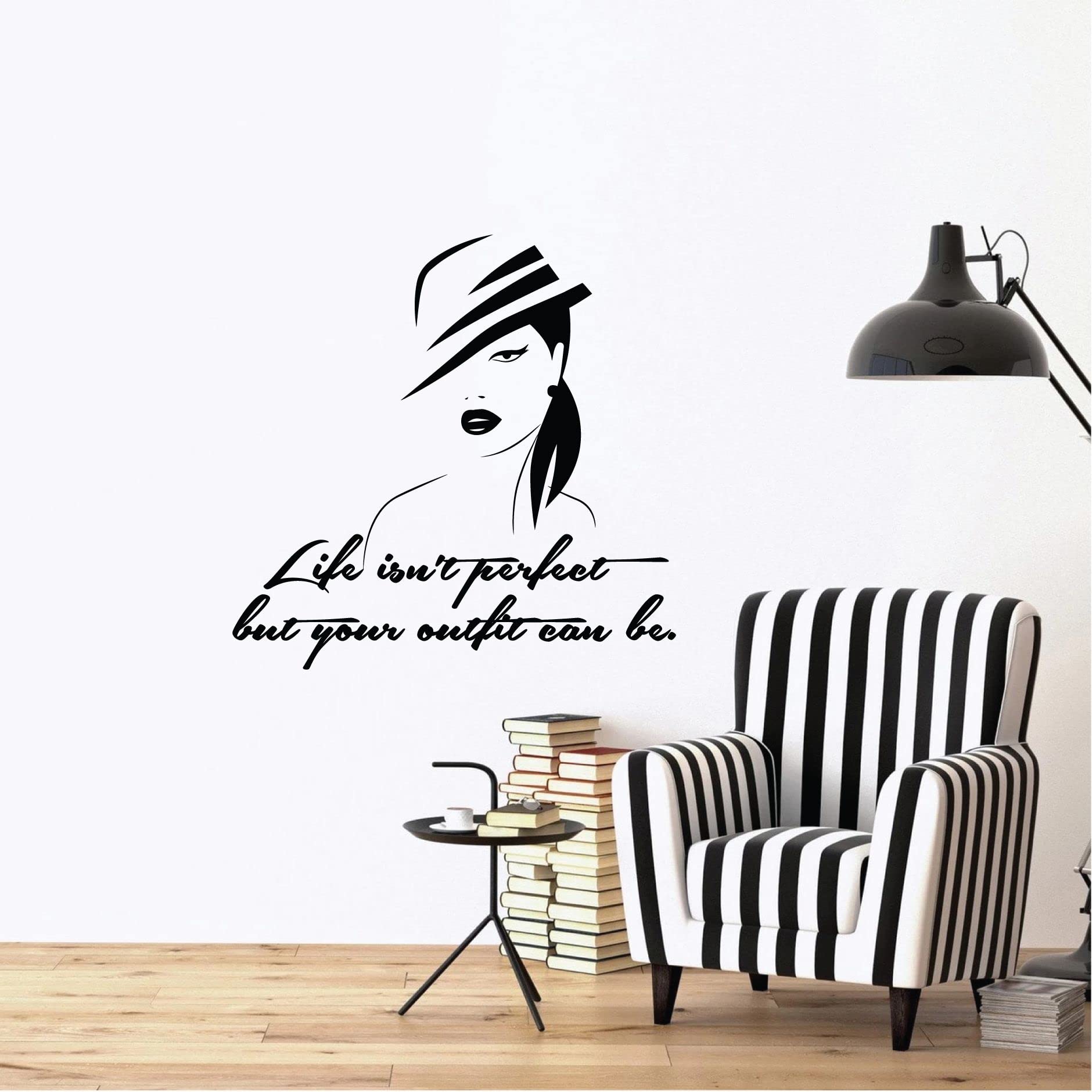 Life Isn't Perfect But Your Outfit Can Be - Inspirational Closet Quote Vinyl Wall Decal for Women, 22x30 Inch Self-Adhesive Sticker for Wardrobe, Dressing Room & Home Decor - Perfect for Bedroom, Walk-in Closet and Fashion Lover's Space