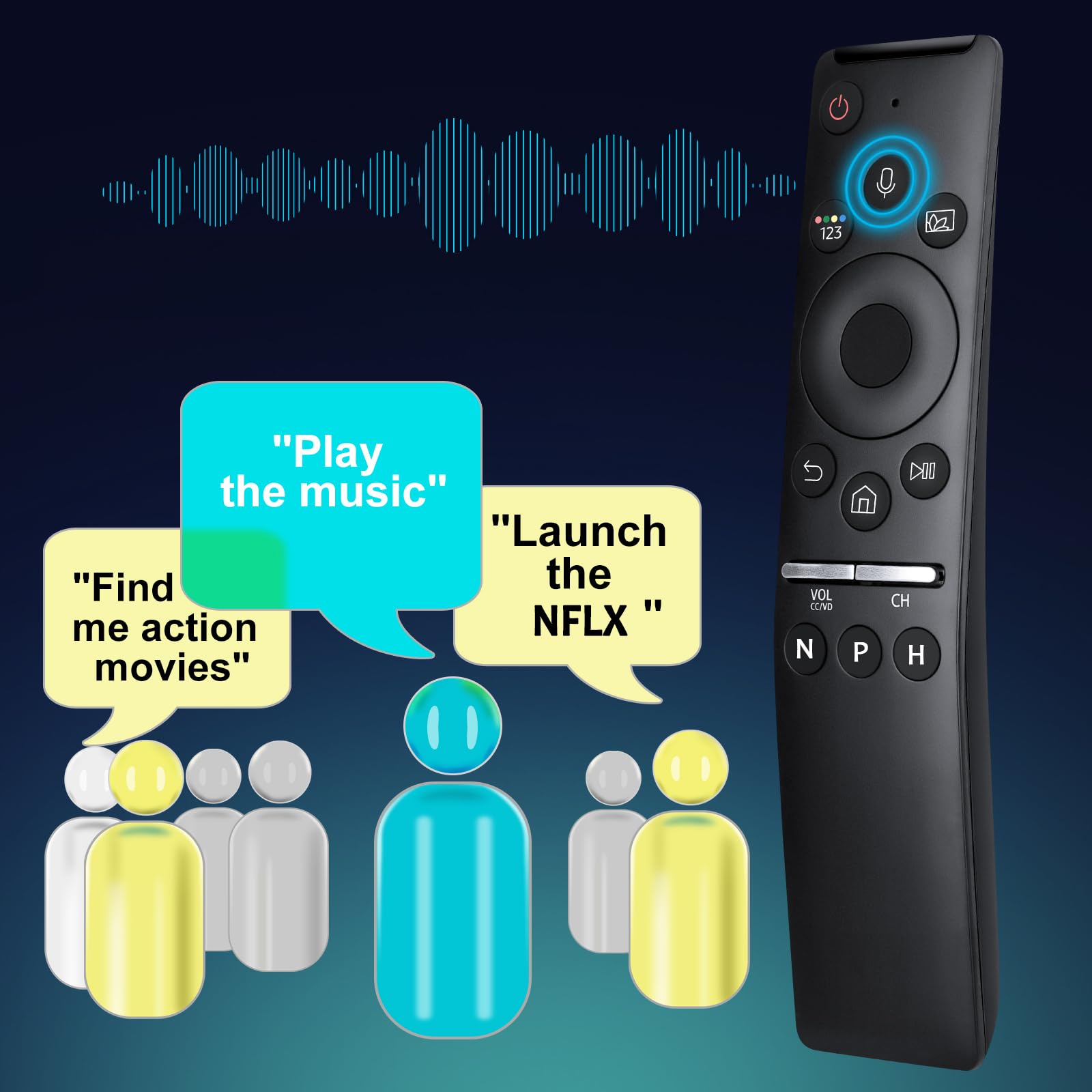 Samsung Smart TV Voice Remote Replacement - Compatible with Samsung Crystal UHD QLED Curved 4K 8K Smart TVs (2020-2021 Models) | Easy Setup for Streaming & Smart Home Control