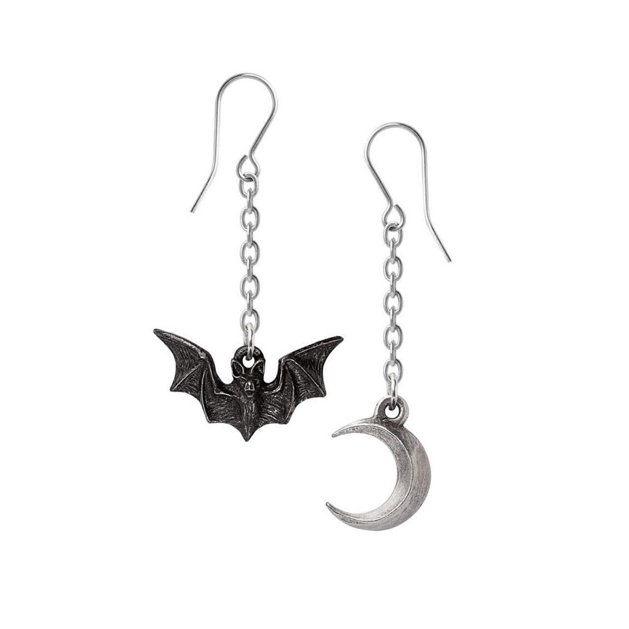Gothic Bat & Crescent Moon Earrings for Women - Unique Halloween Jewelry, Gothic Fashion Accessories - Perfect for Halloween Parties, Goth Outfits & Nighttime Events