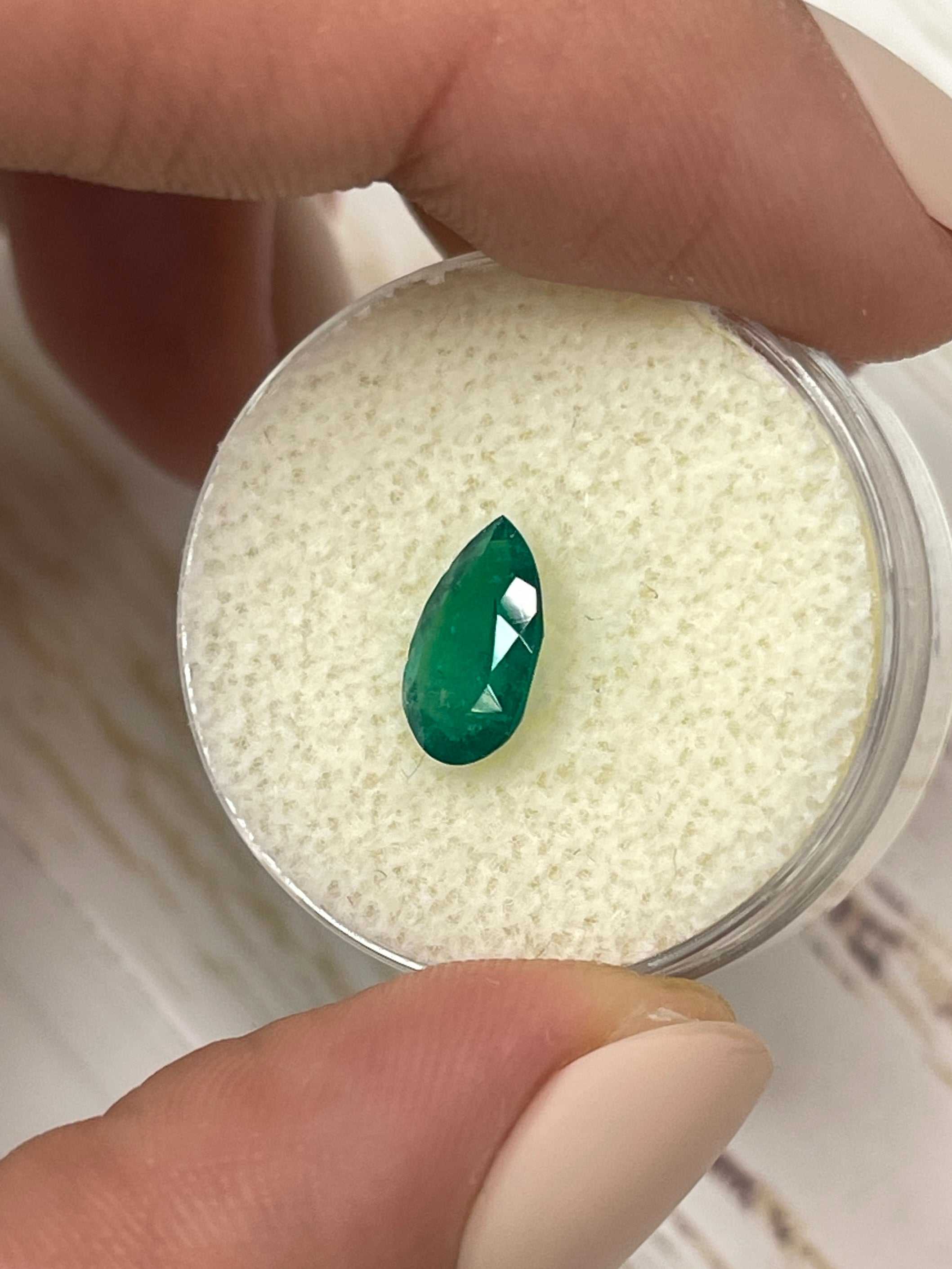 0.96 Carat Dark Green Natural Loose Colombian Emerald Pear Cut Gemstone for Jewelry Making, Engagement Rings & Fine Collections