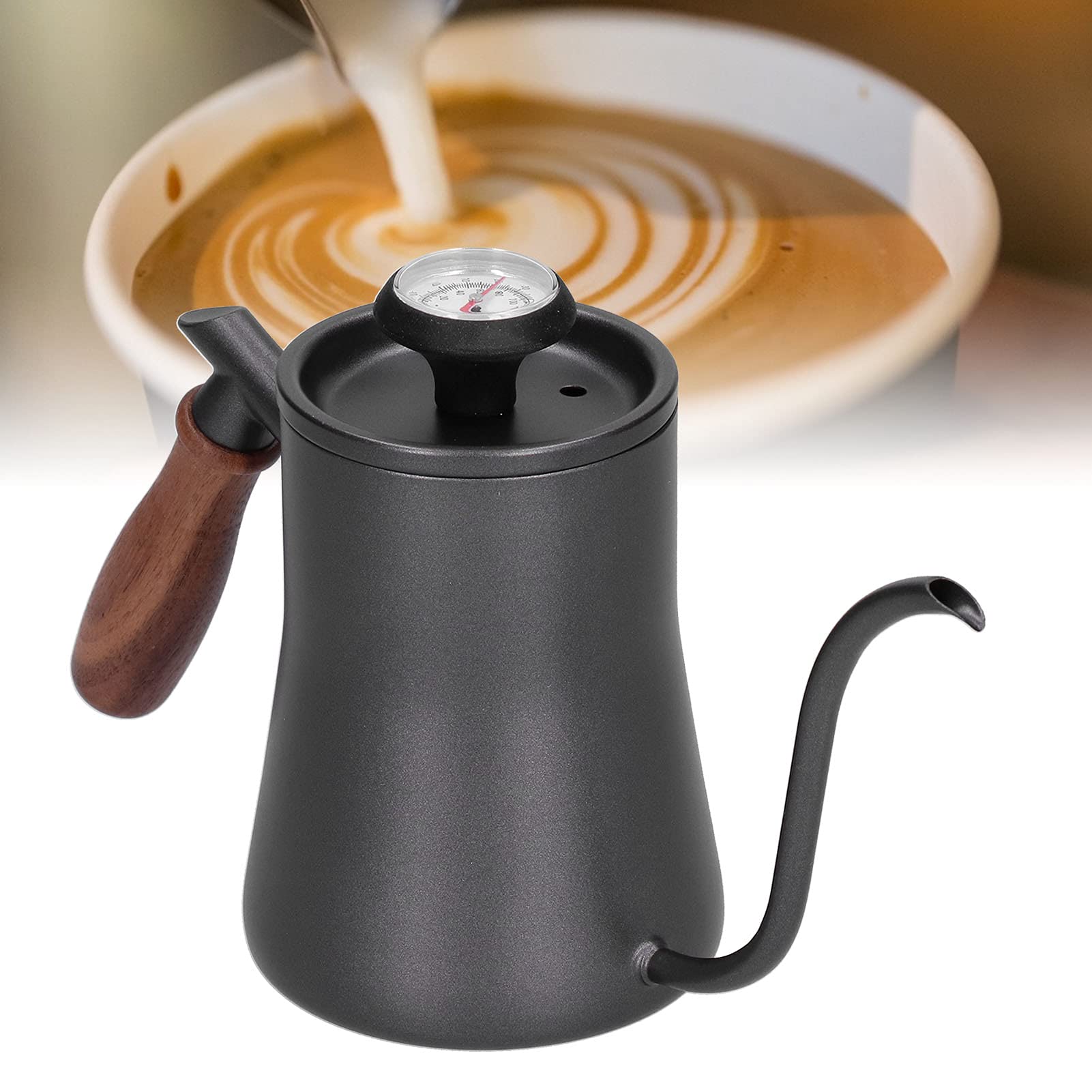 Stainless Steel Electric Coffee Kettle with Thermometer - Fast Boiling, Drip-Free Spout for Home & Office Use - Perfect for Pour Over Coffee, Tea Brewing & Hot Water Dispensing (Black & Blue Options)