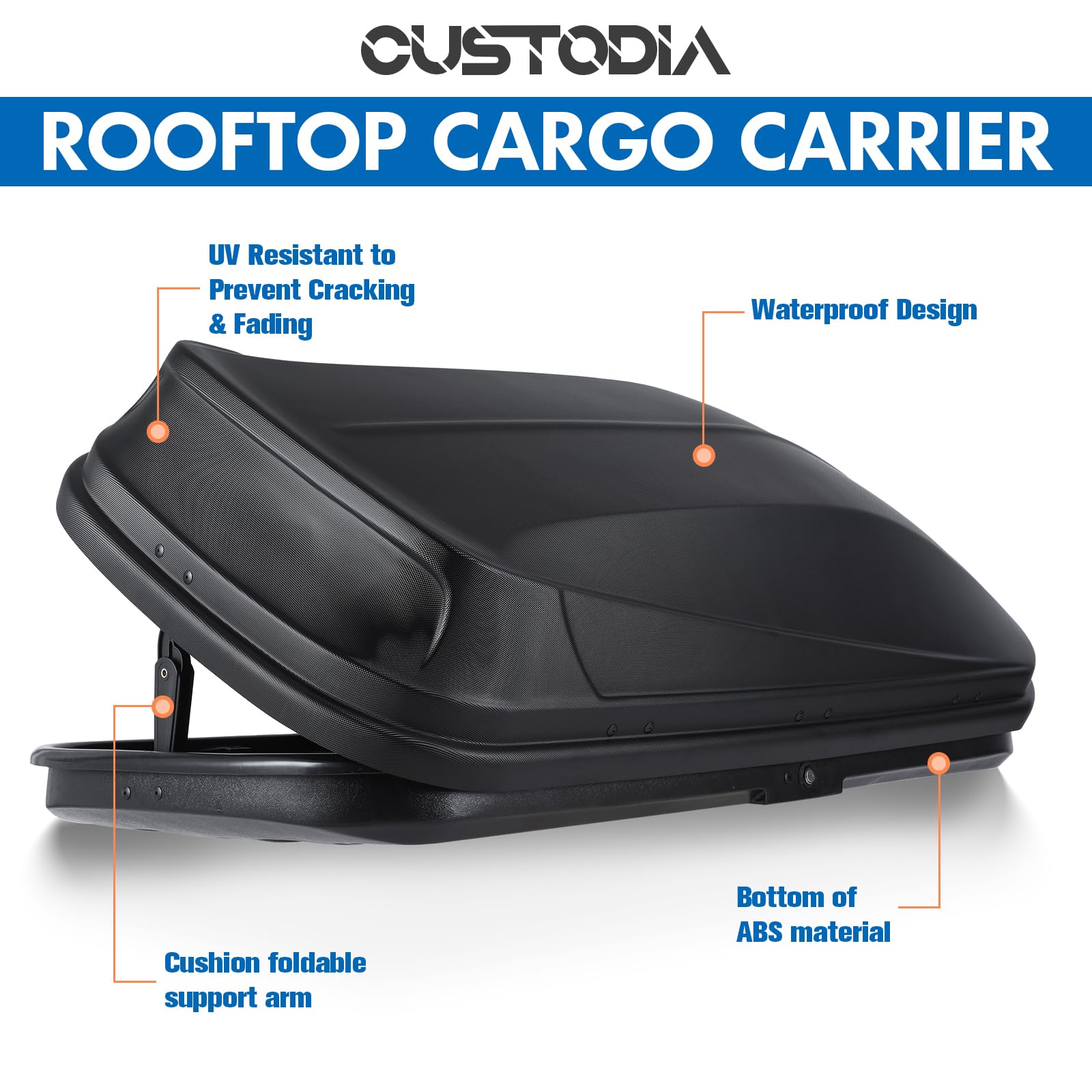 **Carbon Black Rooftop Cargo Box – 14 Cubic Feet Large Capacity, Heavy Duty Waterproof Car Top Storage Carrier with Dual Side Opening & 3D Diamond Embossing – Perfect for Road Trips, Camping, and Extra Luggage Storage**