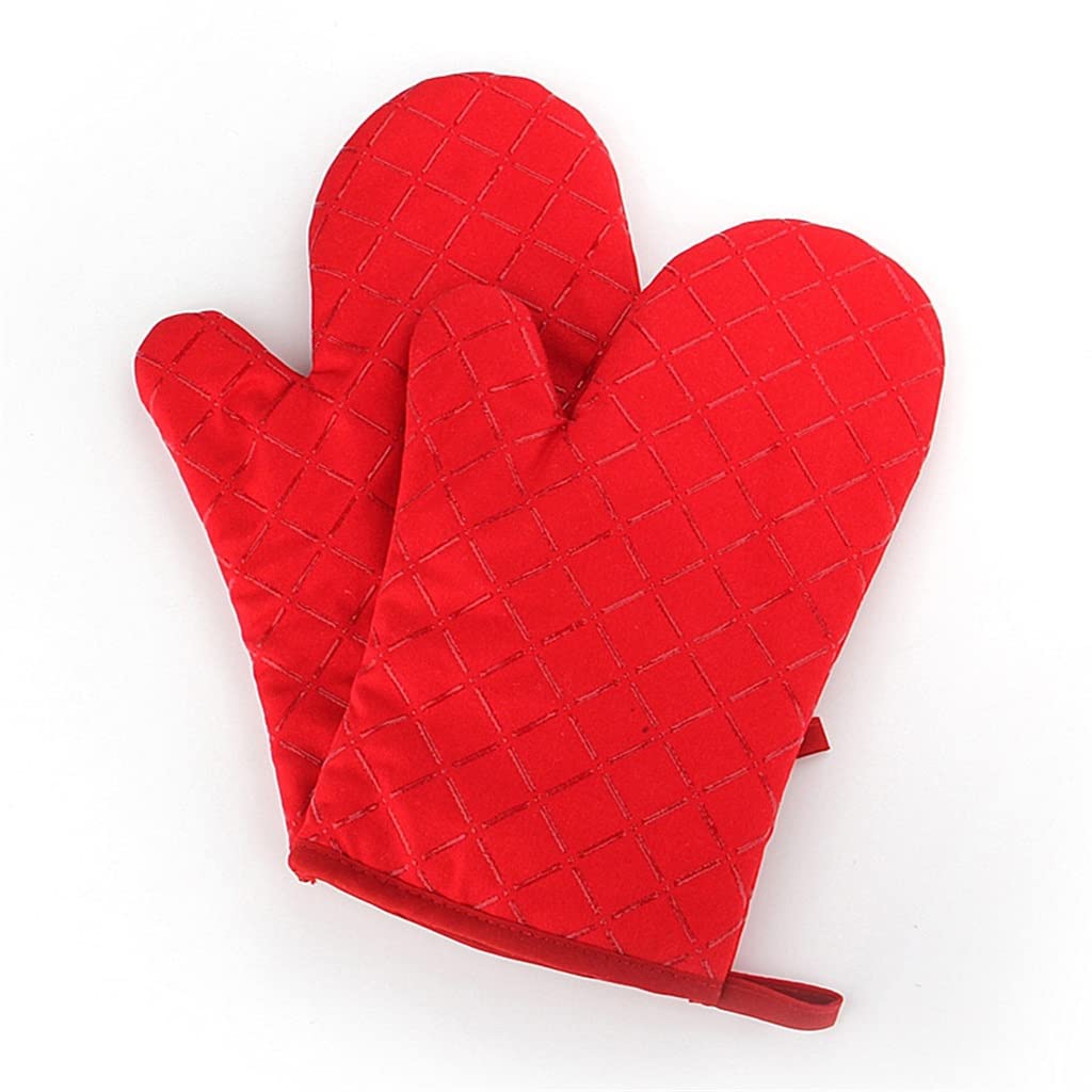 Heat-Resistant Silicone Printed Cotton Oven Gloves - 2 Pairs for Cooking, Baking & Grilling - Non-Slip Kitchen Protection (Color A) - Perfect for BBQ, Baking Cookies & Handling Hot Pans