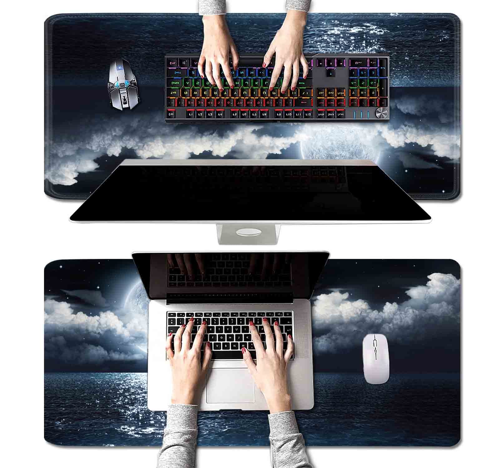 Full Moon on Sea Large Mouse Pad - XXL Non-Slip Rubber Base Gaming Mousepad with Stunning Scenery Design | Perfect for Office, Gaming & Full Desk Workstations