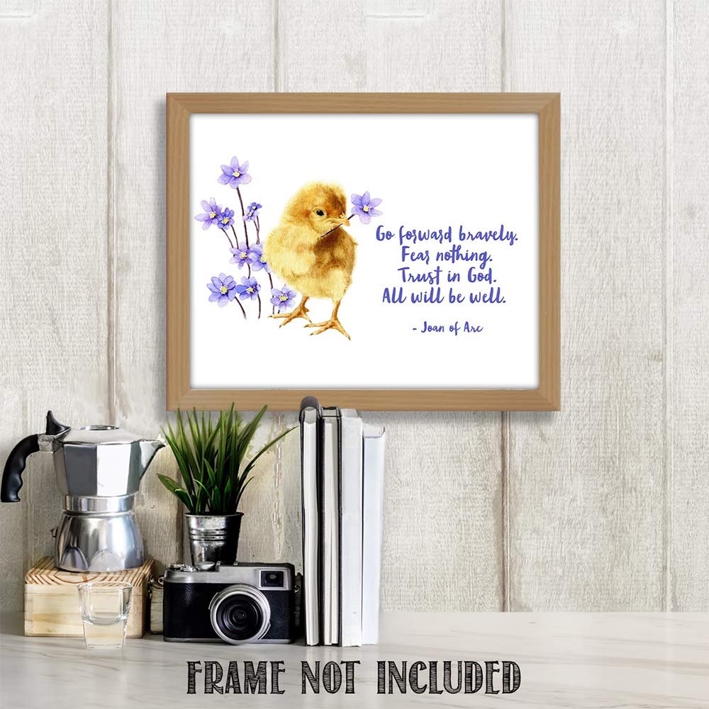 TJ Originals - Joan of Arc Quotes Wall Art, Christian Bible Verse Print, 11x14 Inspirational Poster - Perfect for Home Decor, Office Motivation & Religious Gifts for Women, Friends & Family (Chick Design)