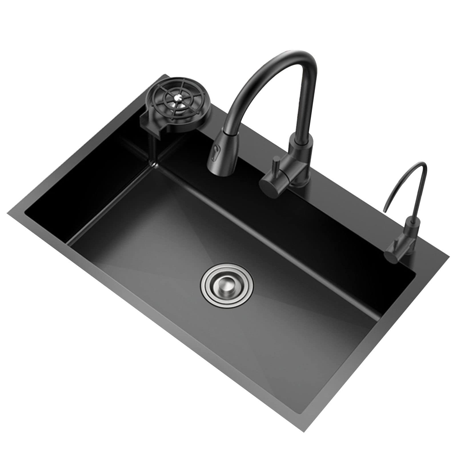 WooDeY 33-Inch Large Capacity Stainless Steel Kitchen Sink - 3MM Thick Single Bowl with 8-Piece Accessories Set - Perfect for Home Cooking, Vegetable Washing & Heavy-Duty Kitchen Tasks