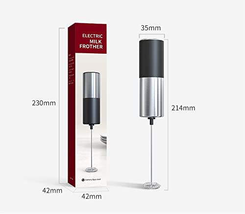 Electric Milk Frother - Battery Powered Mini Drink Mixer for Coffee, Latte & Cappuccino | Durable Handheld Foam Maker (Silver & Black, 35mm x 214mm) | Perfect for Home, Office & Coffee Shops