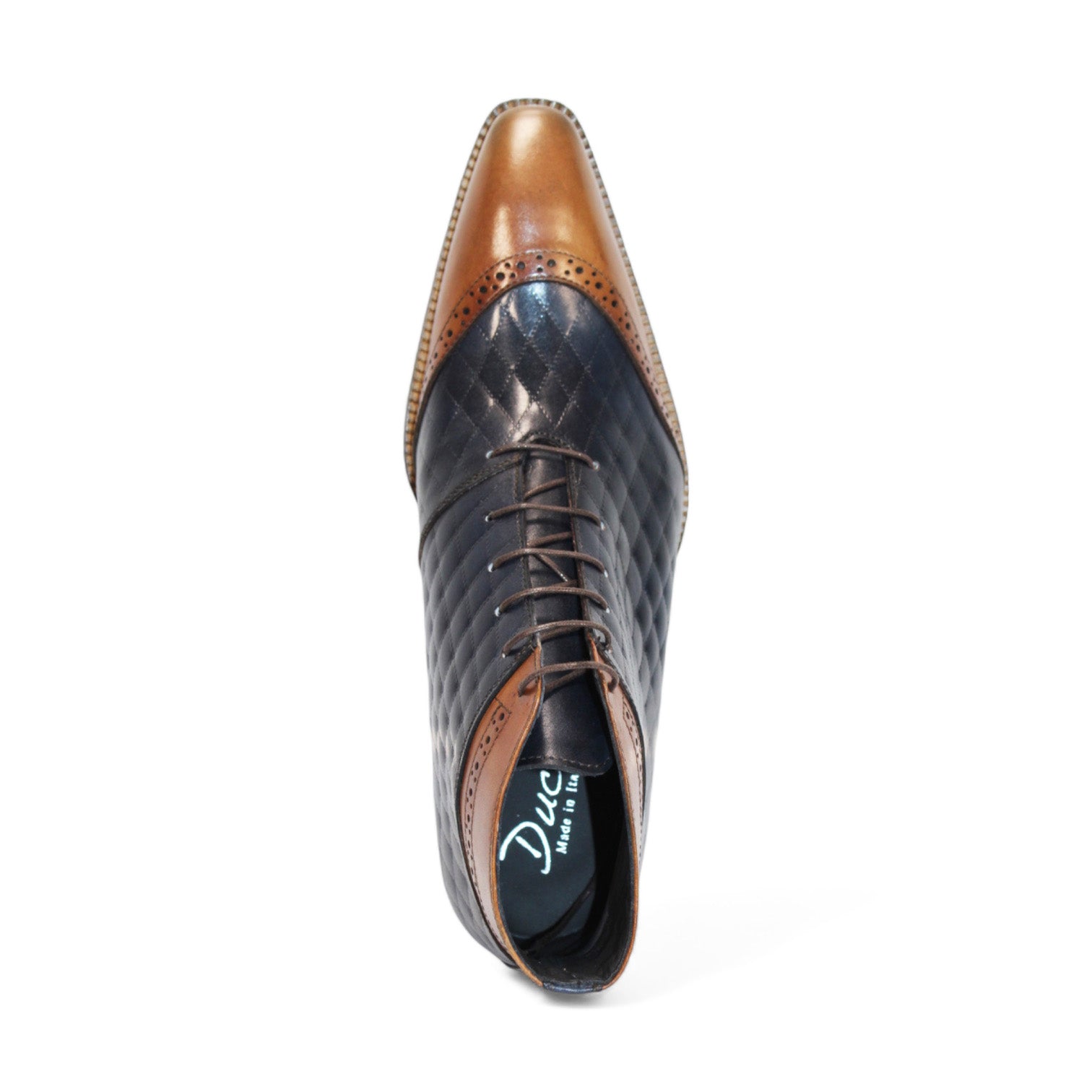 Duca Di Matiste Lauro Men's Dress Shoes - Cognac & Navy Leather Oxfords for Business & Formal Occasions