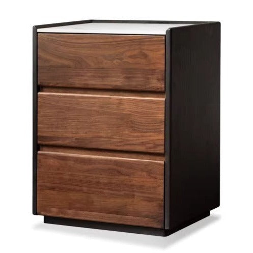 out of stock 21.2х15.7х26.7 inch / 54.5х40х68.4сm / Rich Dark Walnut color / Three-drawn slate side cabinet fish belly white