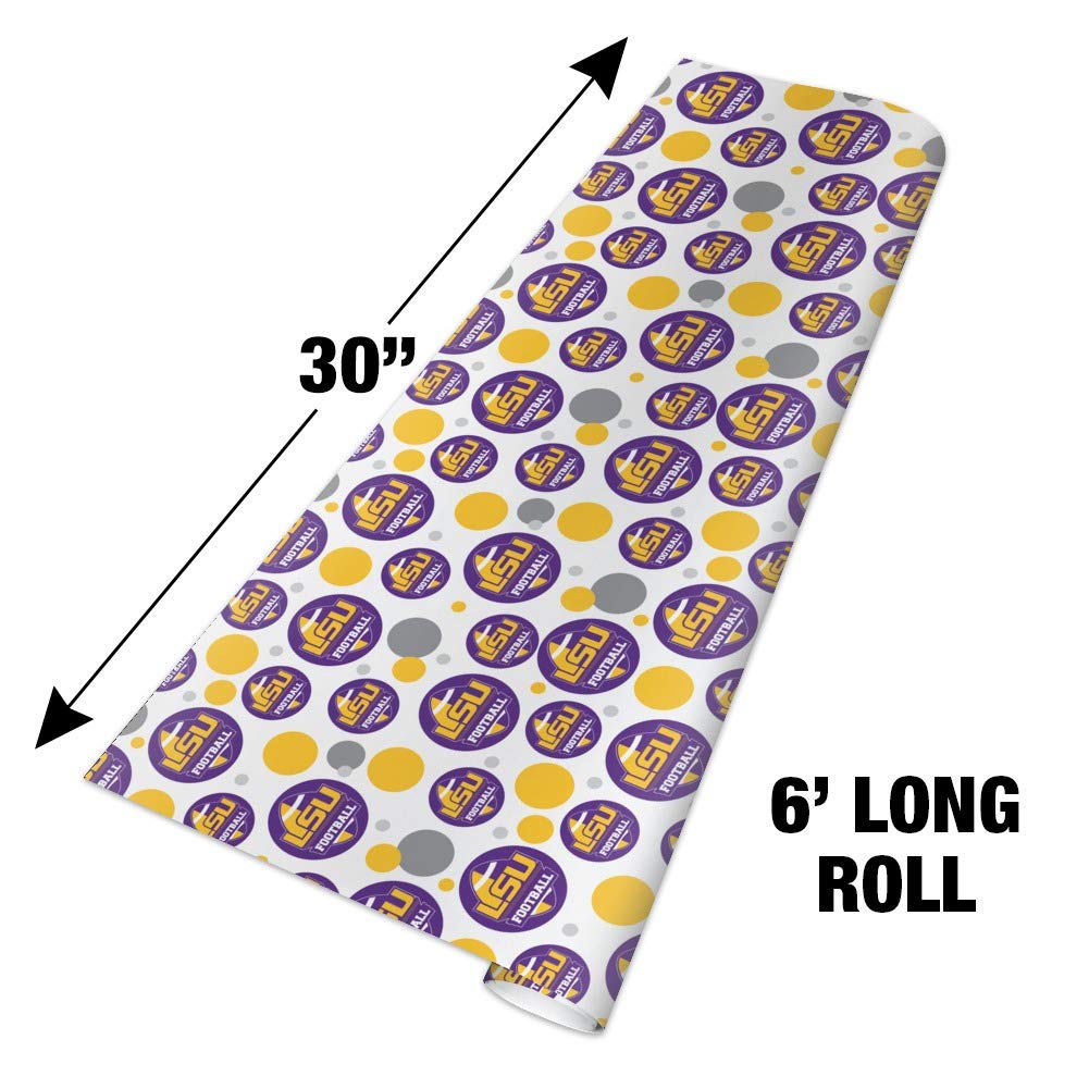 Premium LSU Tigers Football Themed Gift Wrap Roll - Perfect for Birthday, Christmas & Game Day Presents - 24