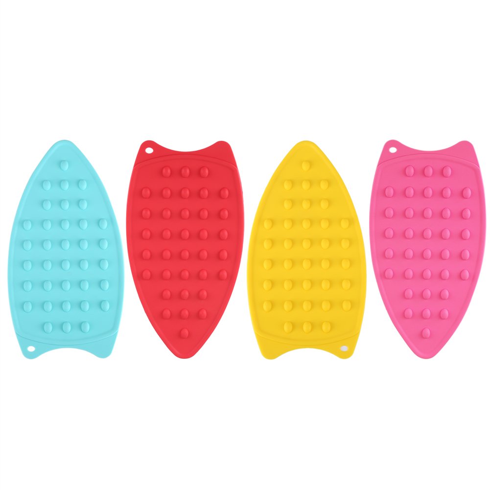 Horoper Silicone Iron Rest Pad - Anti-Slip Heat Resistant Ironing Board Accessory for Clothes & Fabrics - Thick Durable Design with Wall Hole (Red) - Perfect for Home Laundry, Sewing & Ironing Projects
